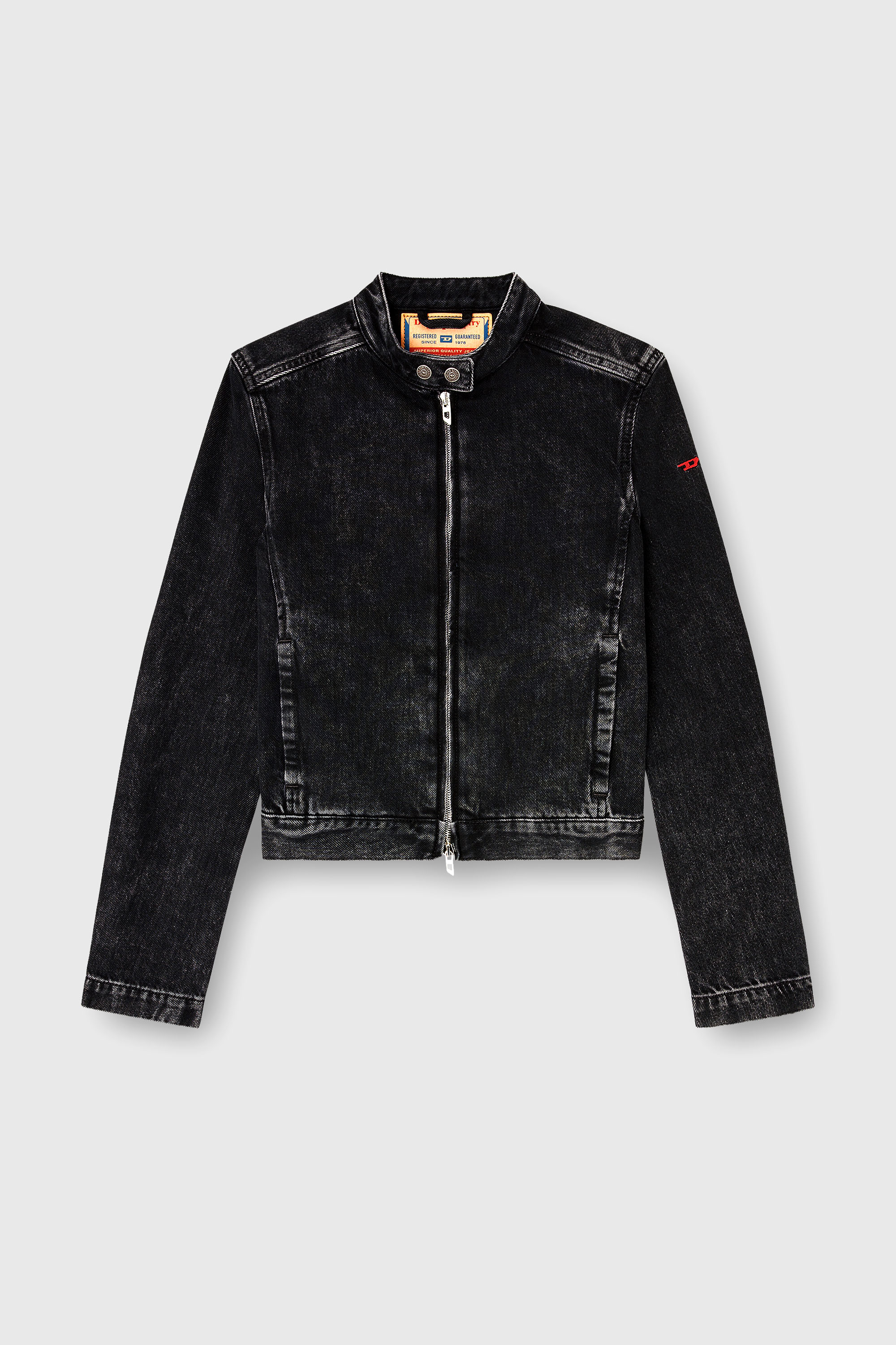 Diesel - DE-MORNIN, Chaqueta moto de mezclilla en denim de lavado oscuro Mujer in Negro - 2