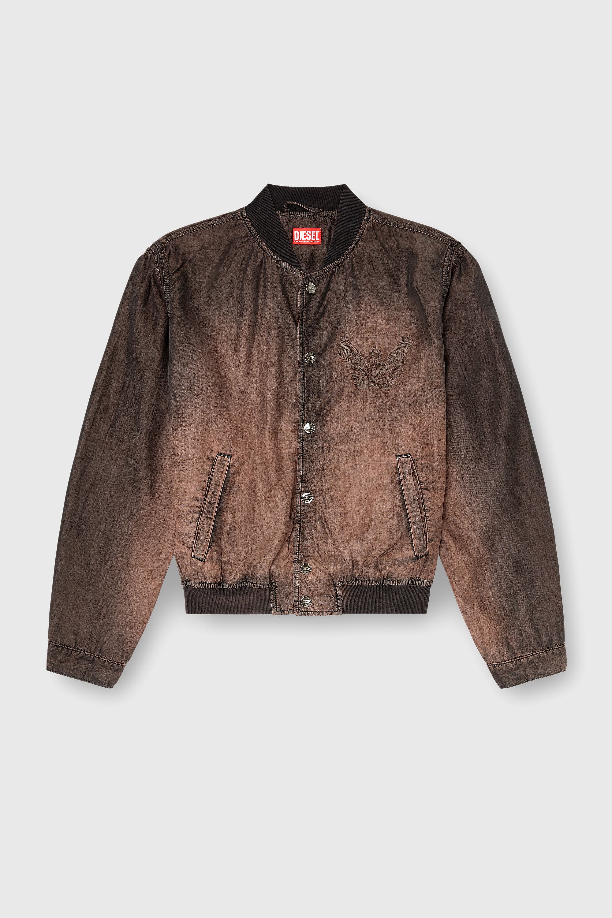 Diesel - D-BELMOR-S, Chaqueta bomber de denim fluido con lavado oscuro Hombre in Marr&oacute;n - 2