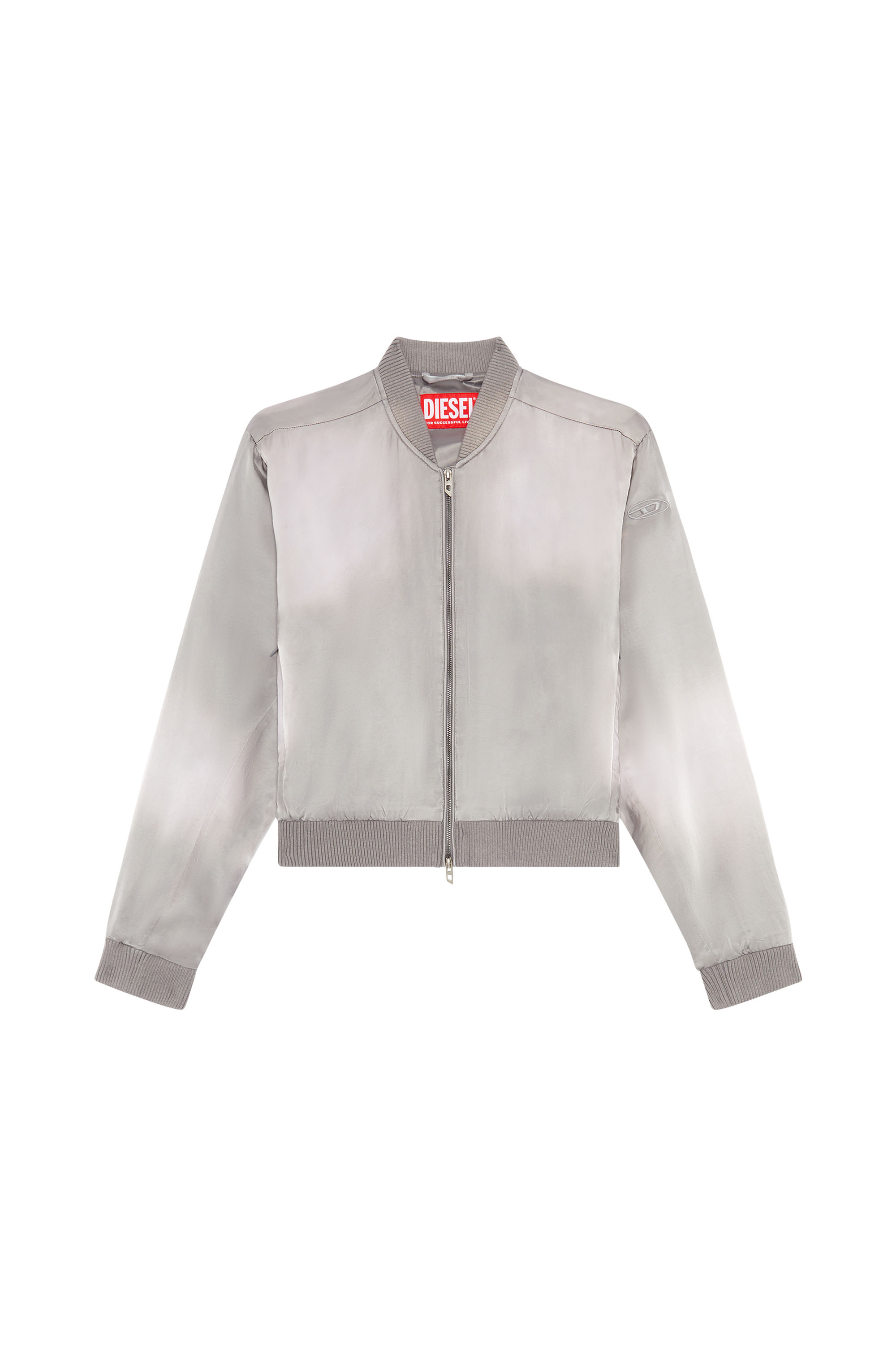 Diesel - G-KHLOW-N1, Veste bomber en satin trait&eacute; Femme in Gris - 2