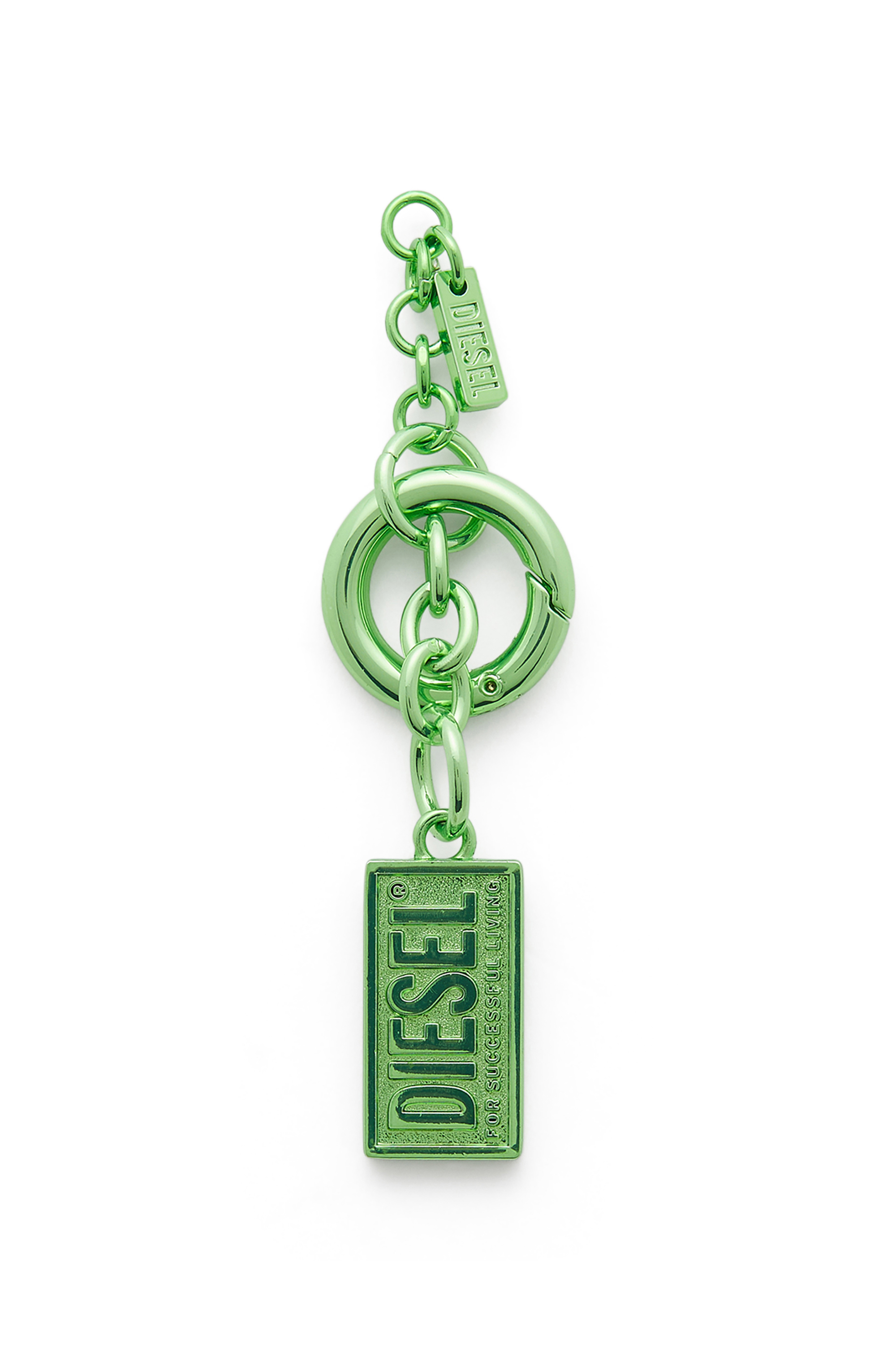 Diesel - CHARM-BISCOTTO, Llavero met&aacute;lico con charm logo Biscotto Mujer in Verde - 1