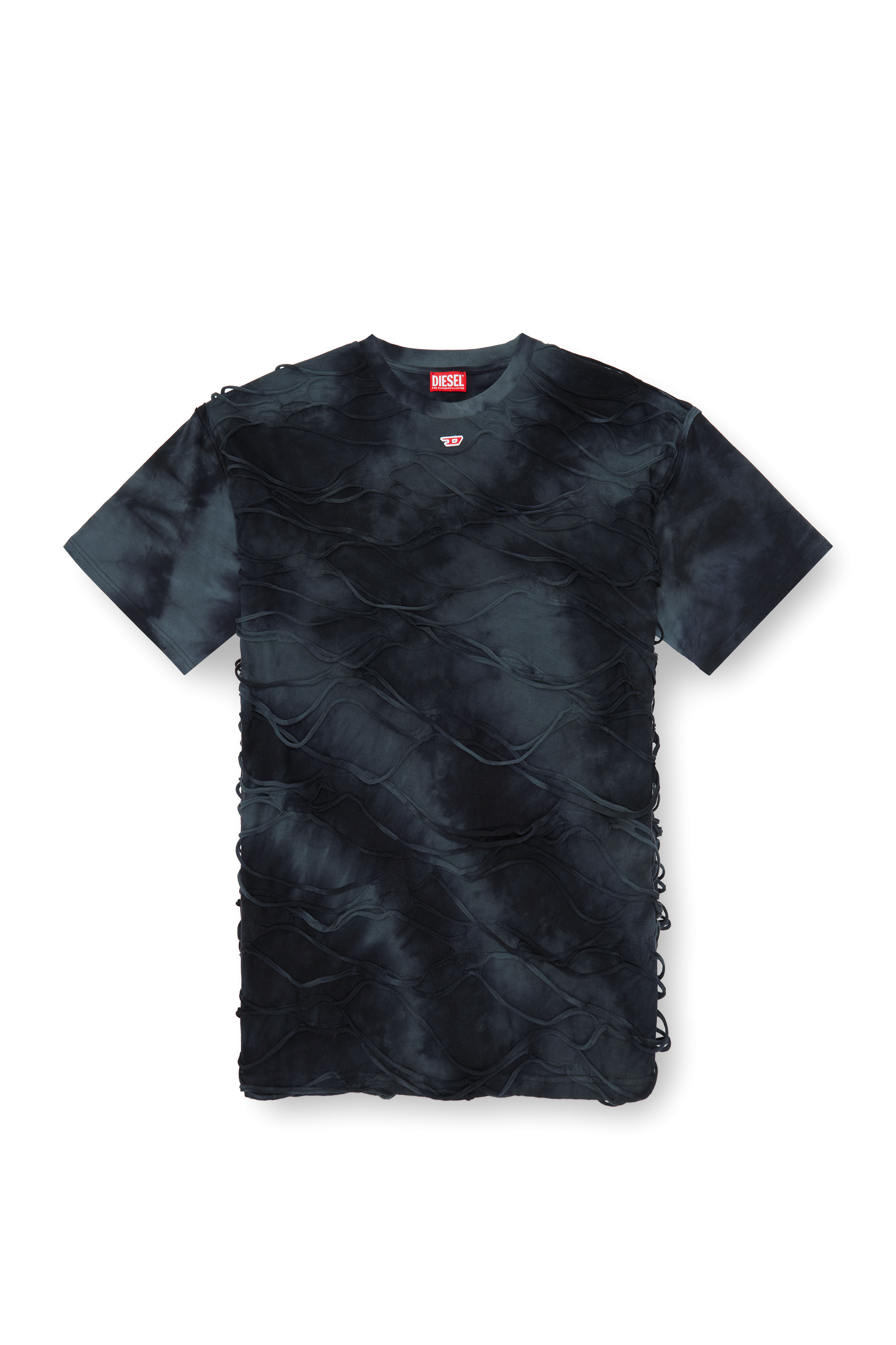 Diesel - T-BOXKET, Male's T-shirt with floating strands in Black - 3