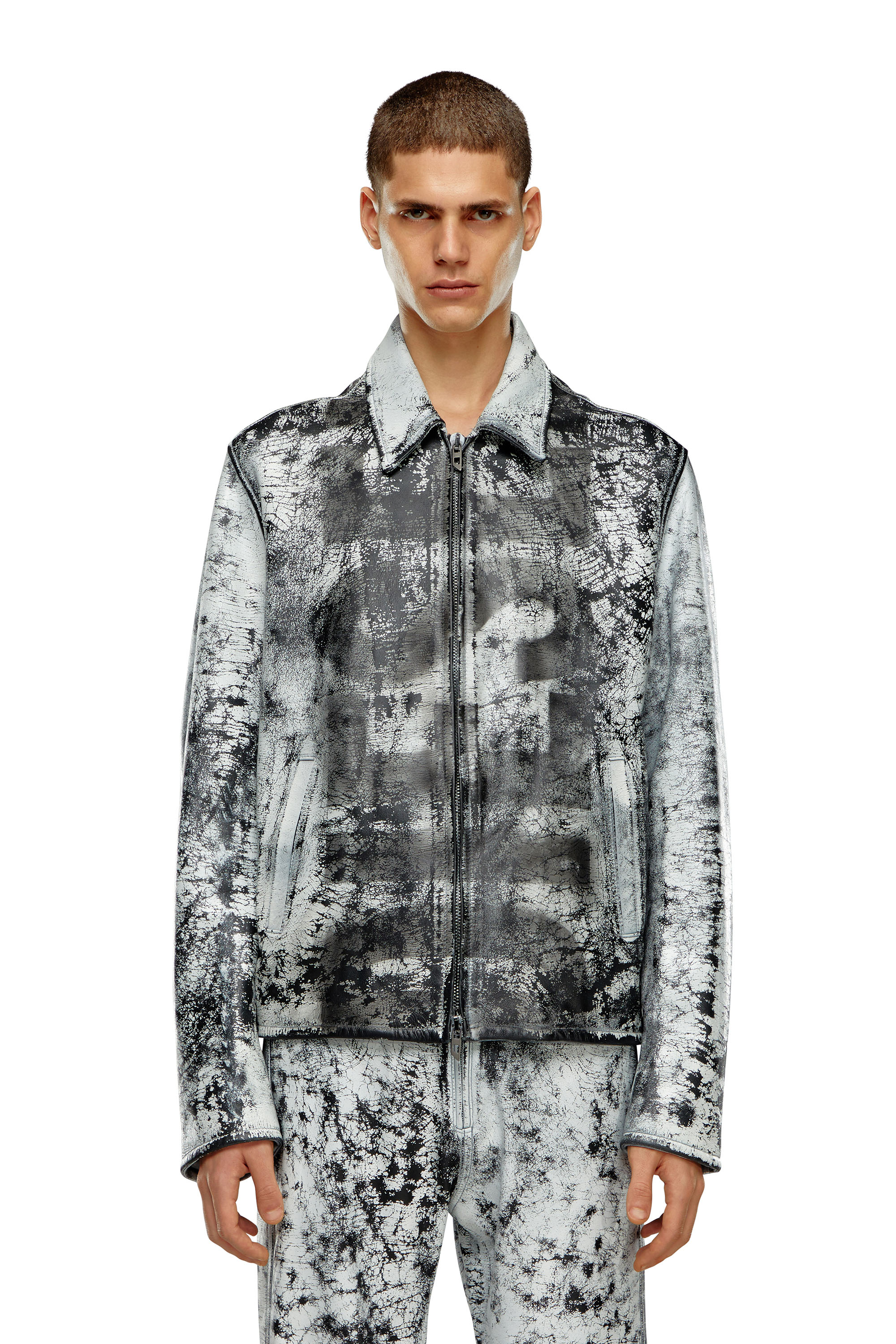 Men's Blouson jacket in treated leather | Multicolor | Diesel