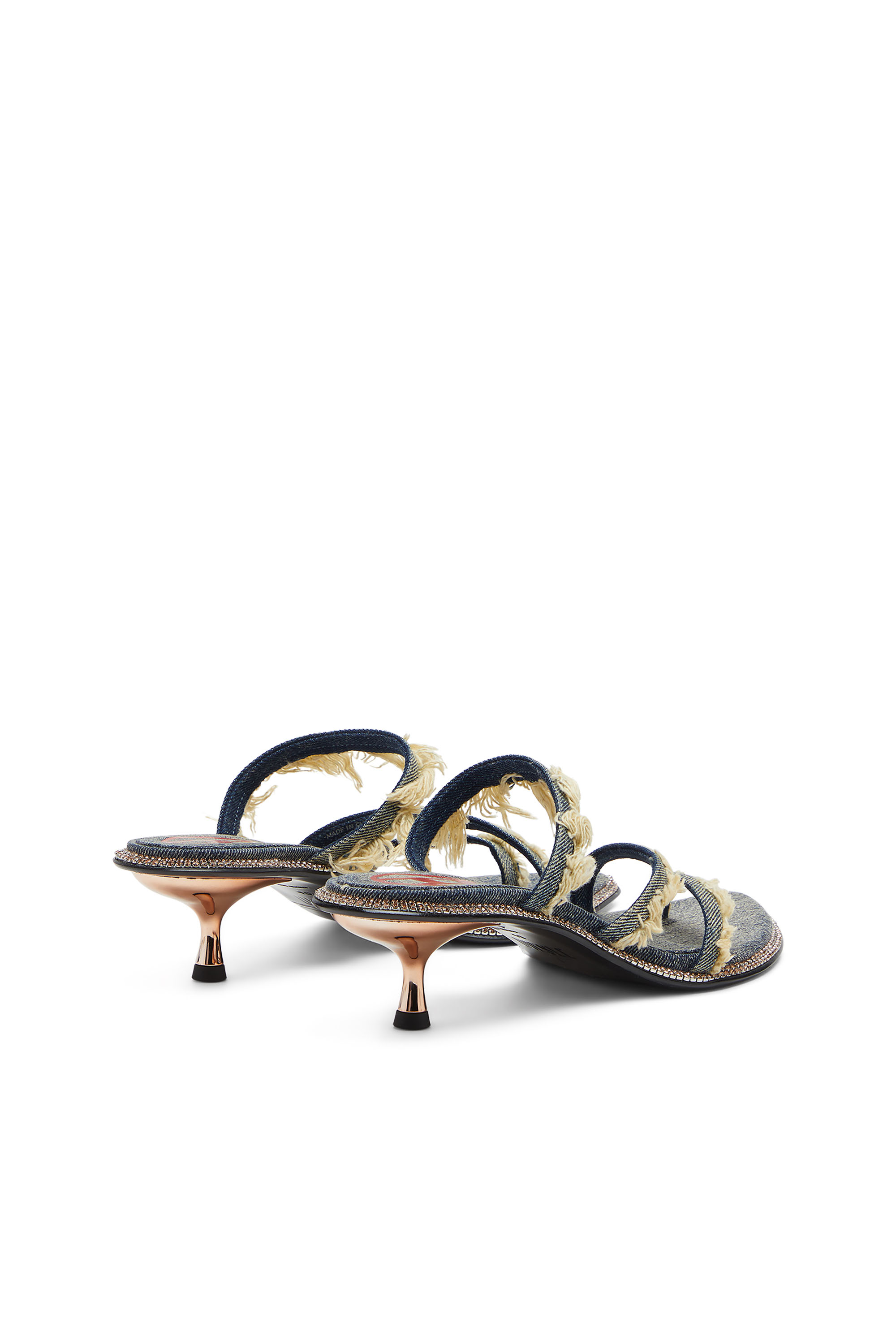 Diesel - D-HAVANNA KITTIE, Female's D-Havanna Kittie-Frayed-denim mules with crystals in Blue - 4