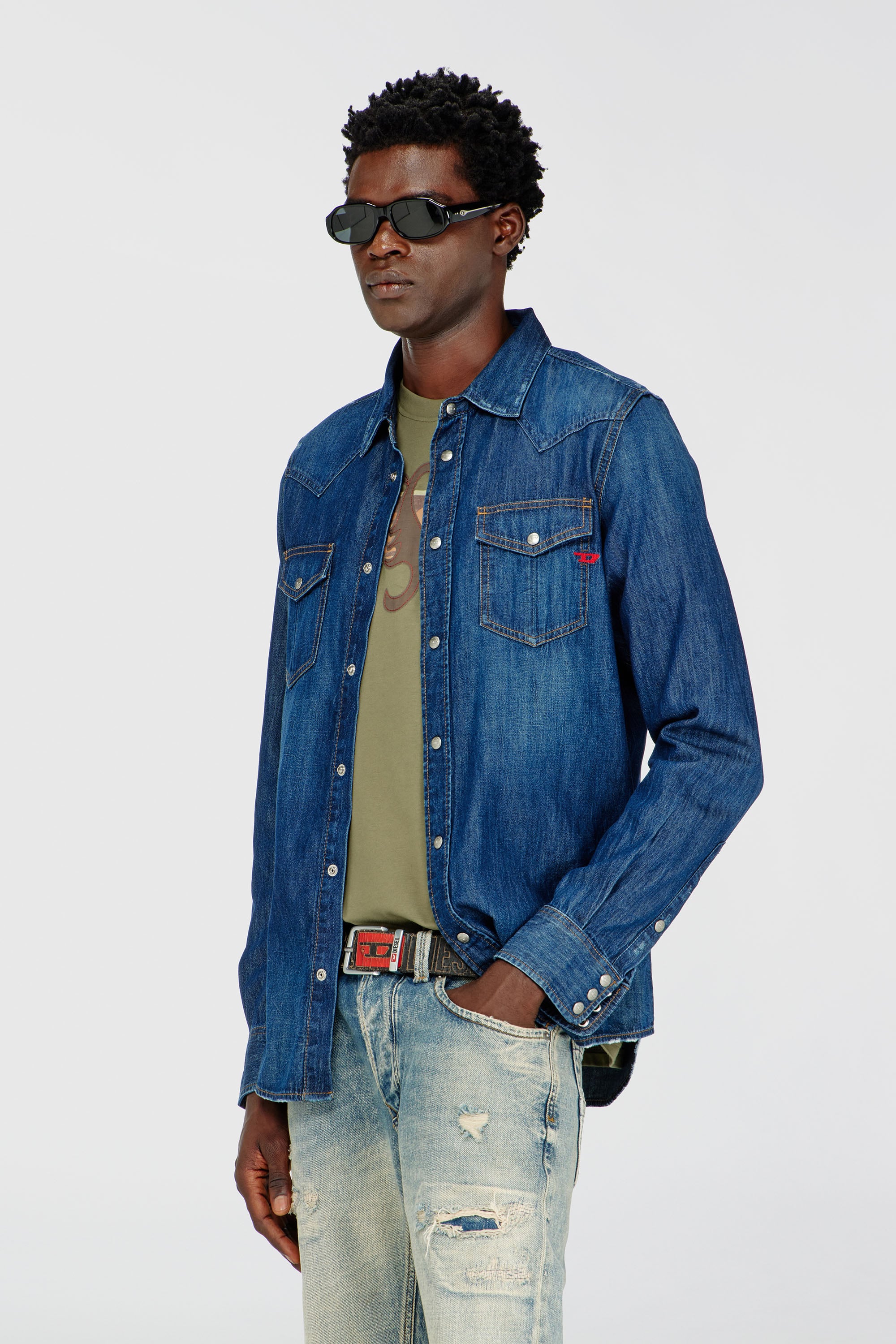 Diesel - D-VEGA, Sobrecamisa denim Hombre in Azul marino - 1