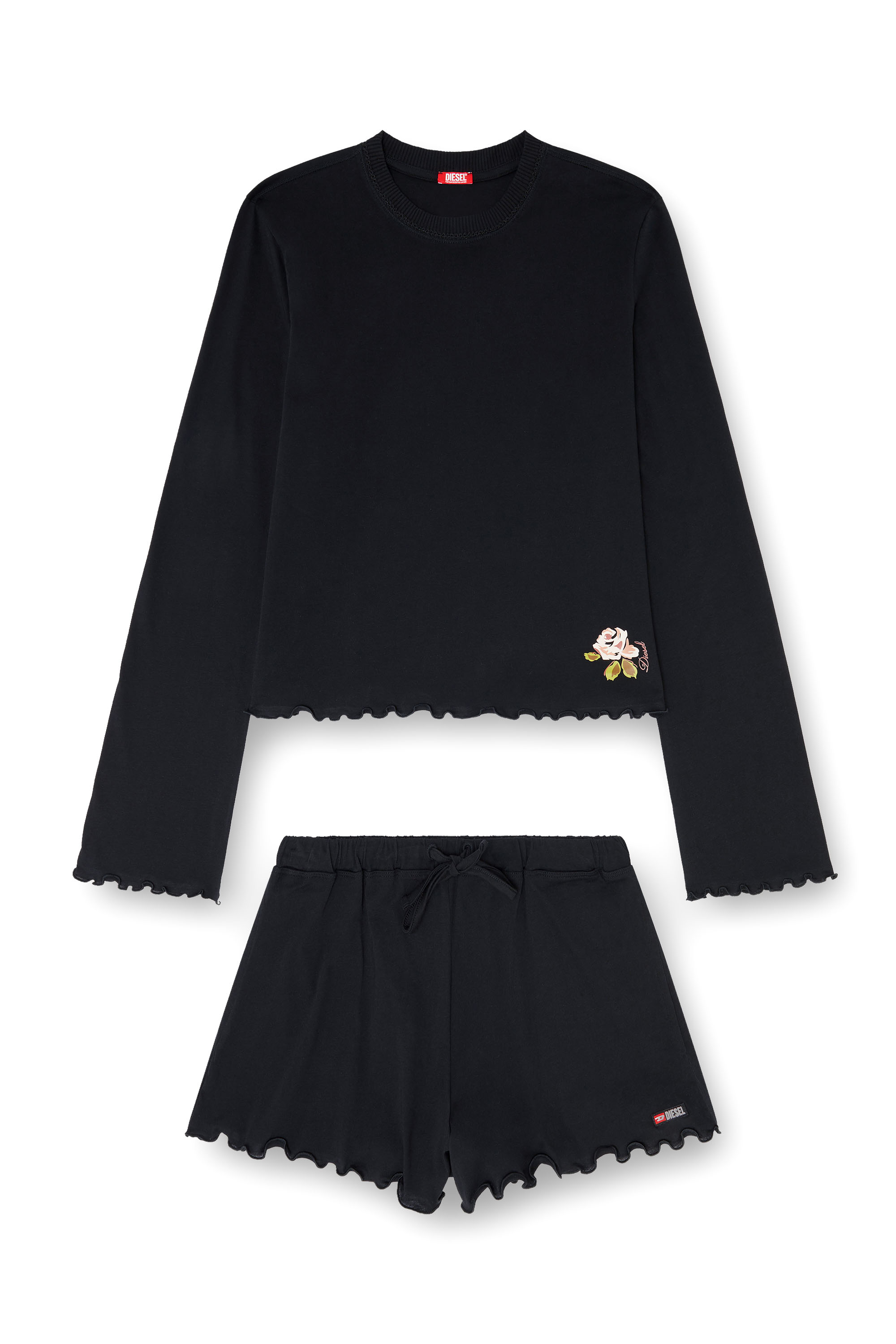 Diesel - SET-LORELAI-D-CORE, Ensemble pyjama en coton avec d&eacute;tail fleuri Femme in ToBeDefined - 4