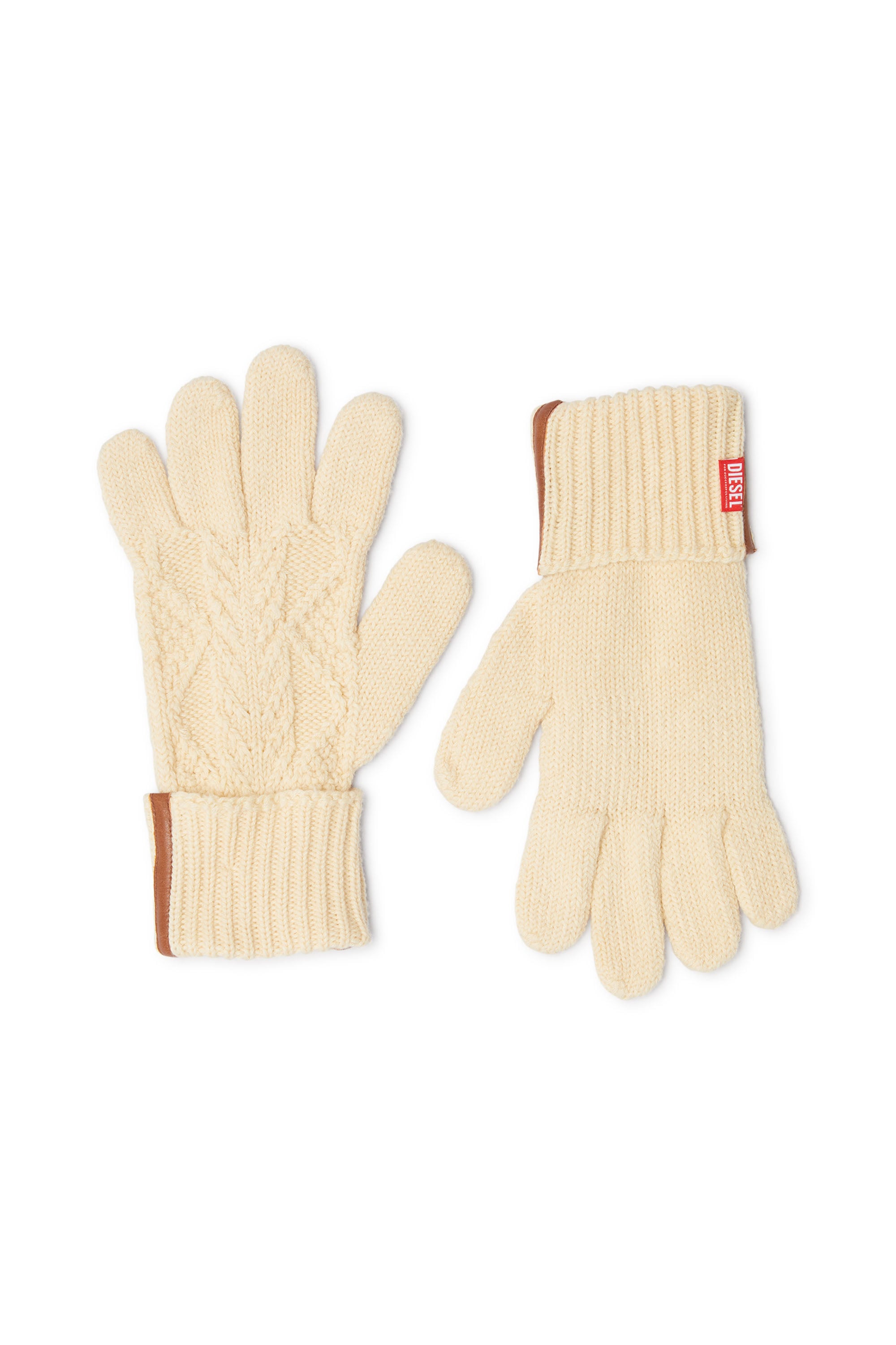 Diesel - K-INOTTO, Unisex's Knitted gloves in wool and cotton in Beige - 1