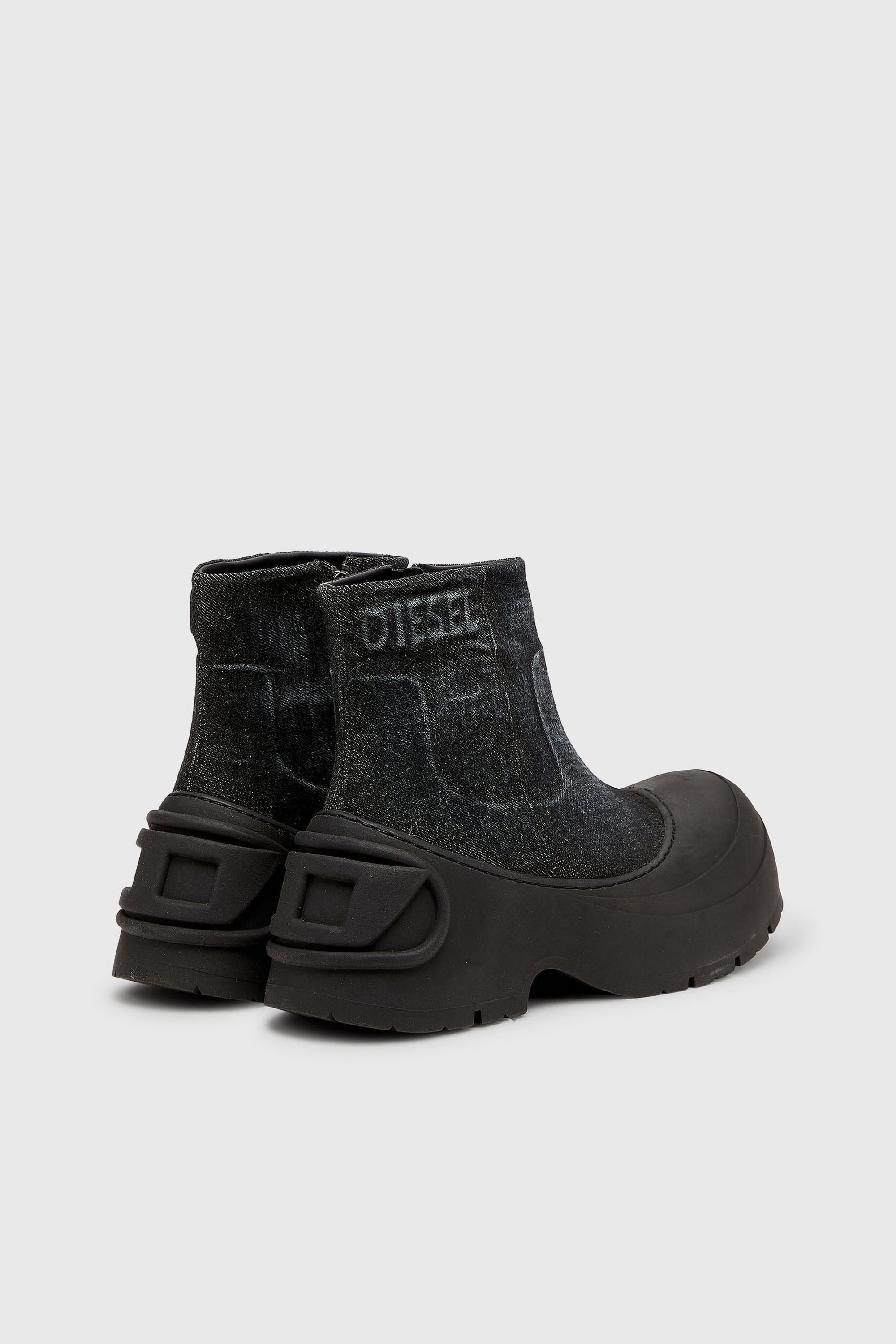 Diesel - D-DONALD ZIP MD, Male's D-Donald - Denim ankle boots with wraparound rubber sole in Black - 3
