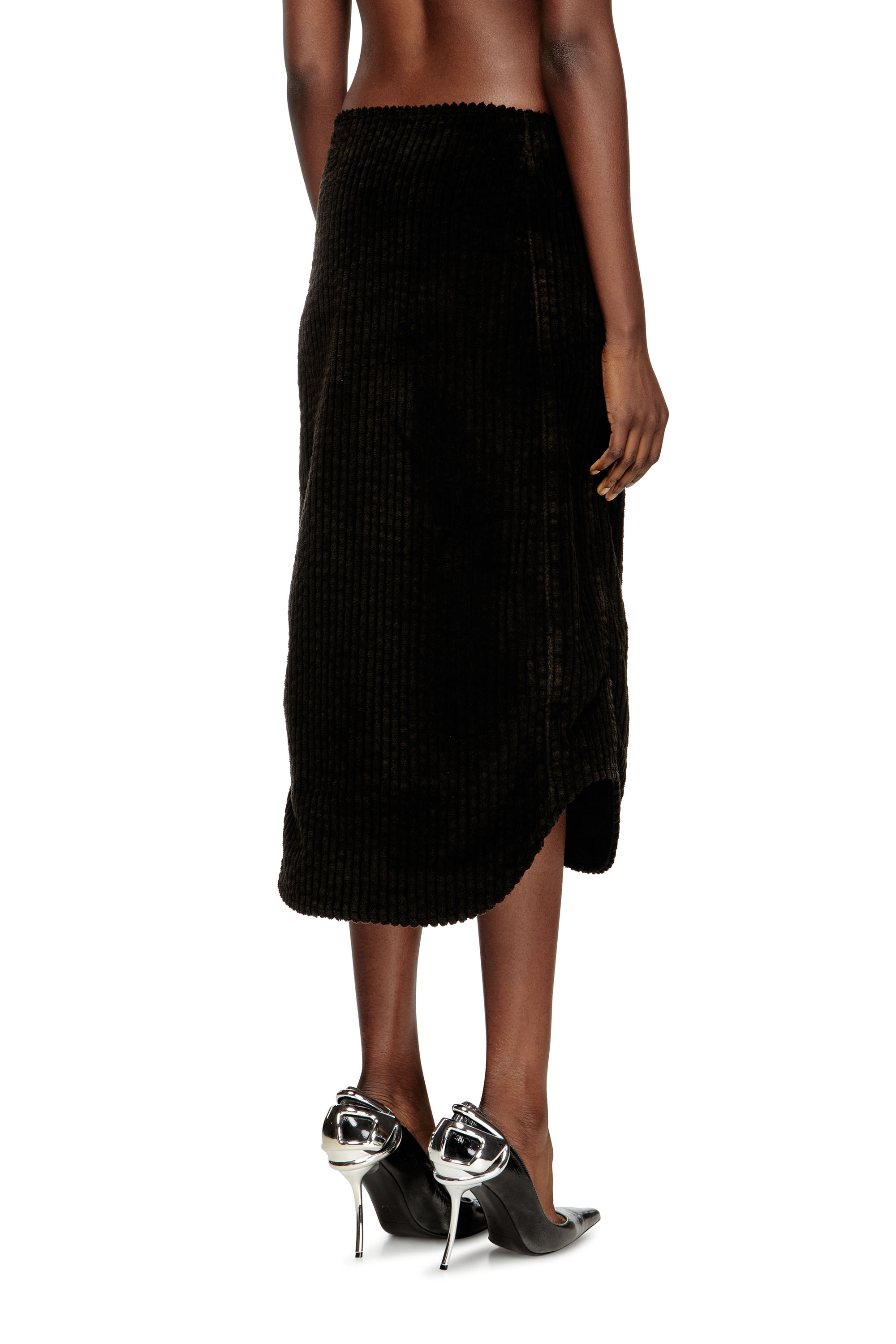 Diesel - O-LLIPOP, Jupe midi en coton avec zip Femme in Noir - 4