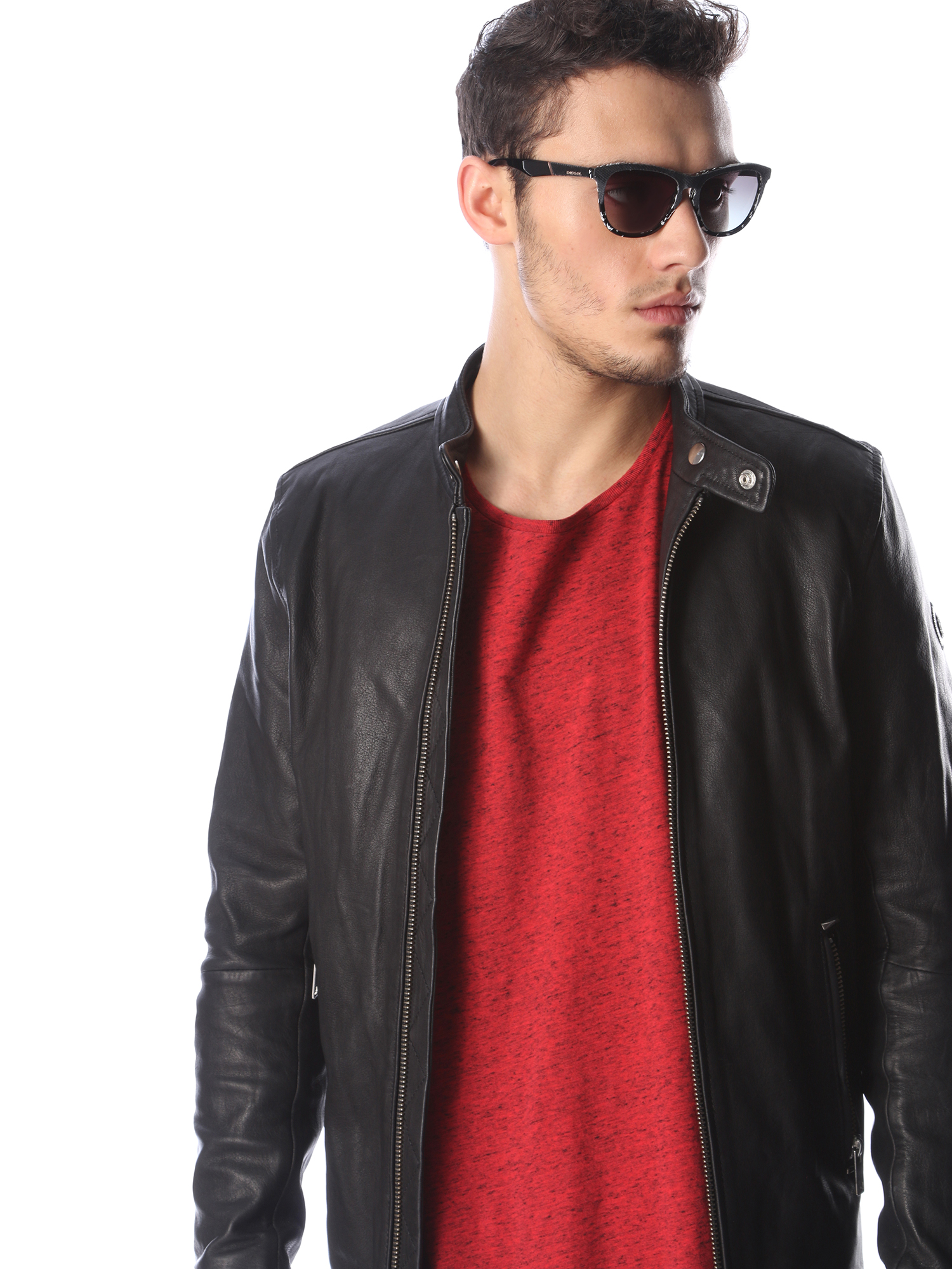 Diesel - DM0192, Unisex's Eyewear with denim frame front and detail in Black/White - 4