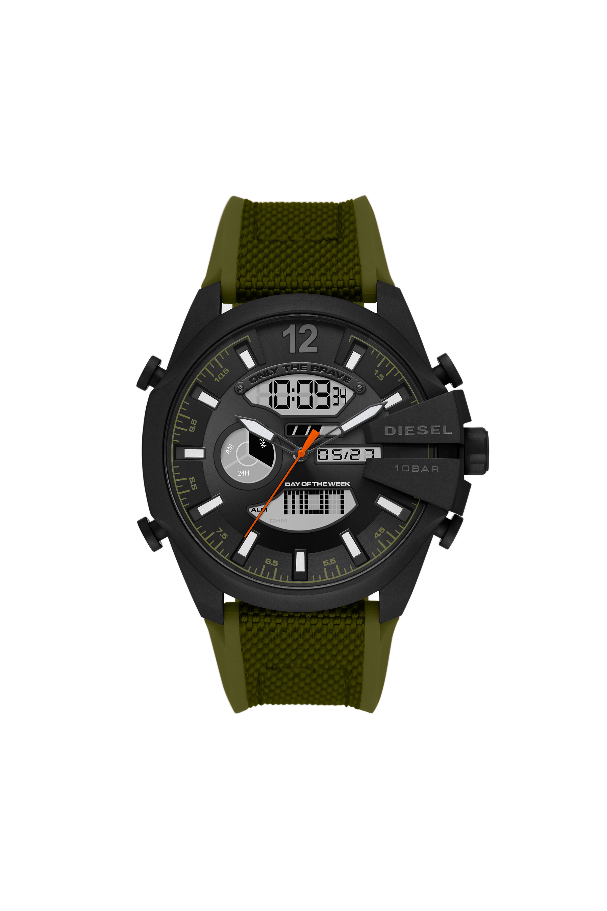 DZ4549 Man: Mega Chief analog-digital green silicone watch | Diesel