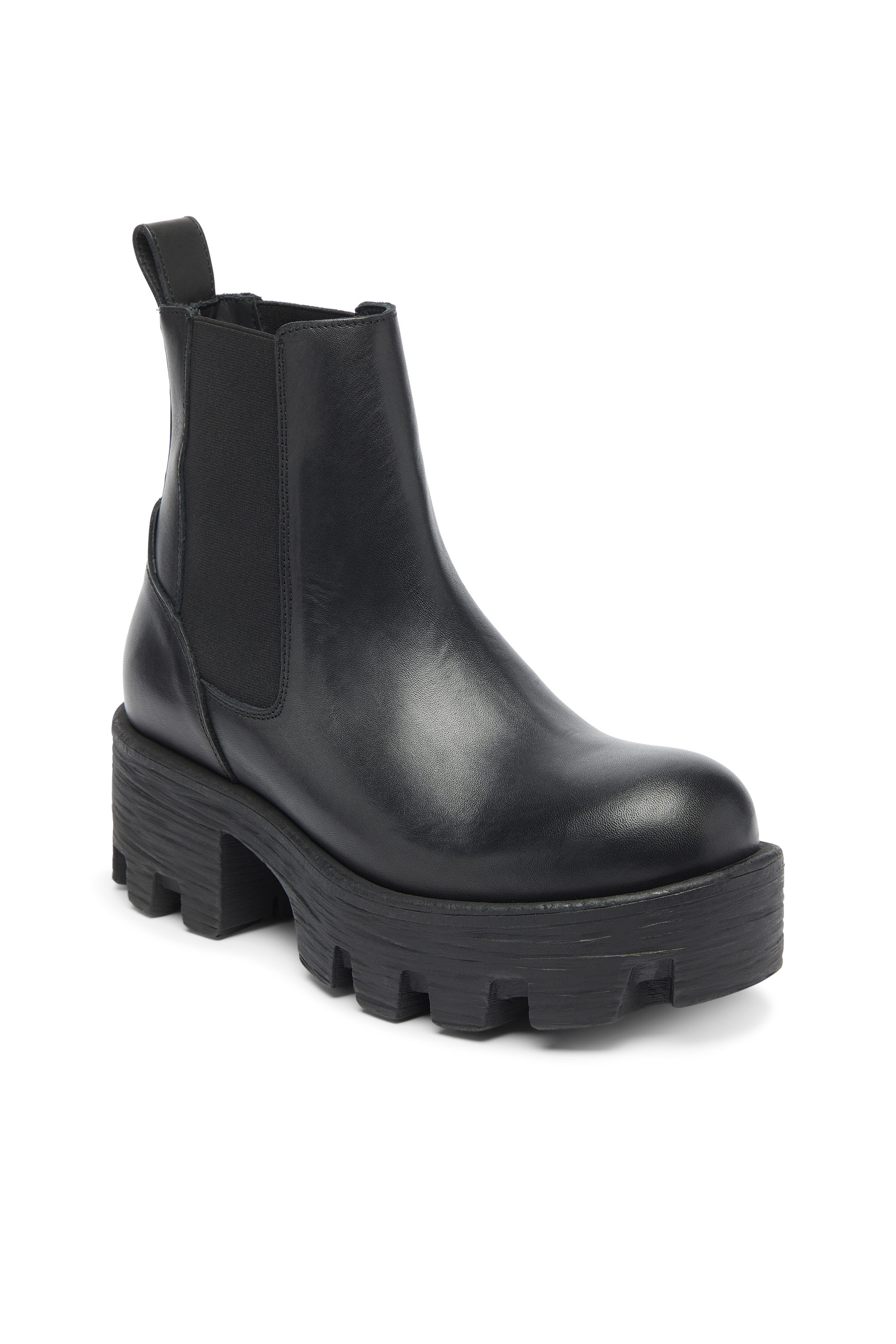 Diesel - D-HAMMER CHUNKY W, D-Hammer - Bottines Chelsea en cuir avec semelle crant&eacute;e Femme in Noir - 6