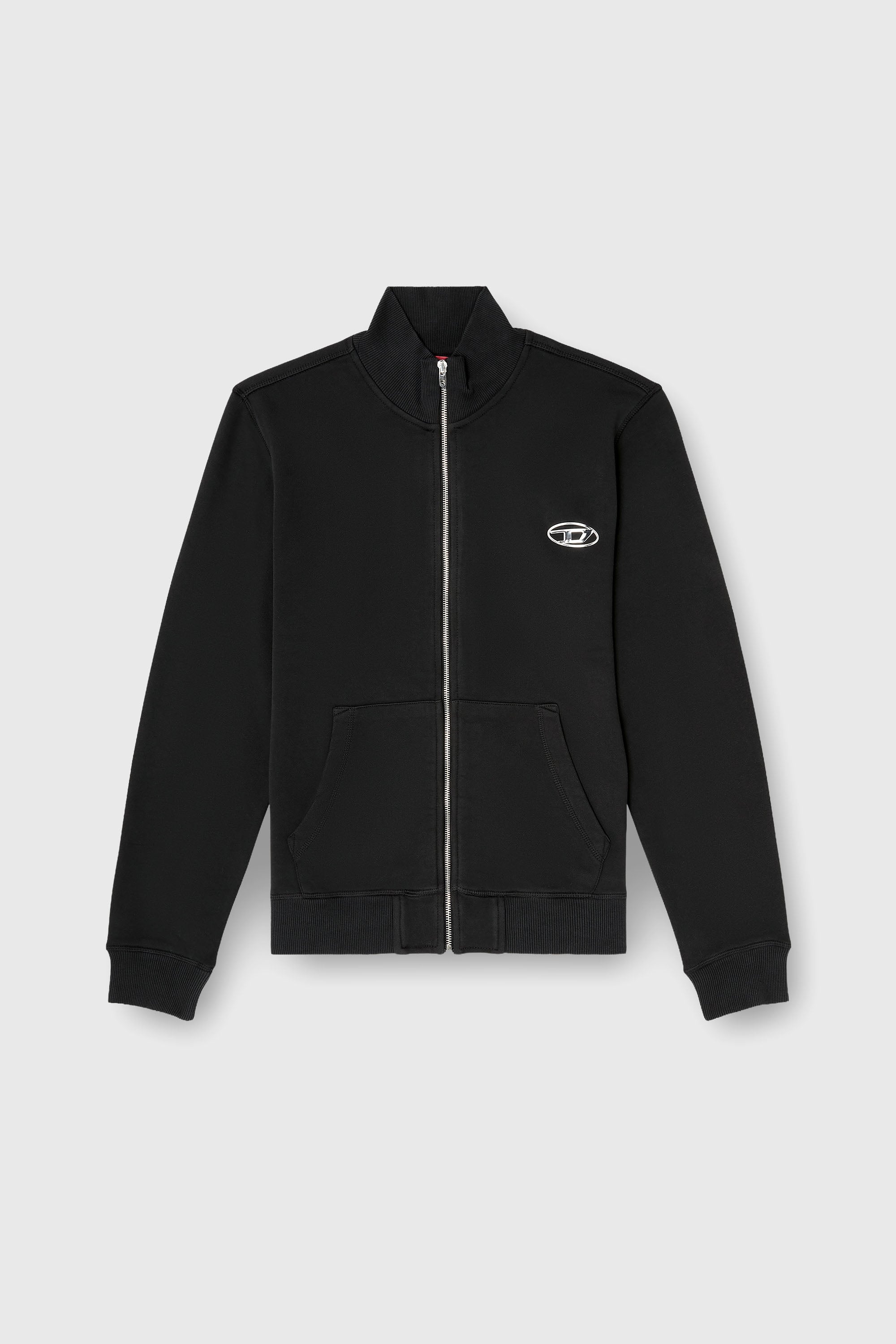 Diesel - S-GINN-ZIP-IOD, Sudadera con cuello simulado y Oval D met&aacute;lico Hombre in Negro - 2