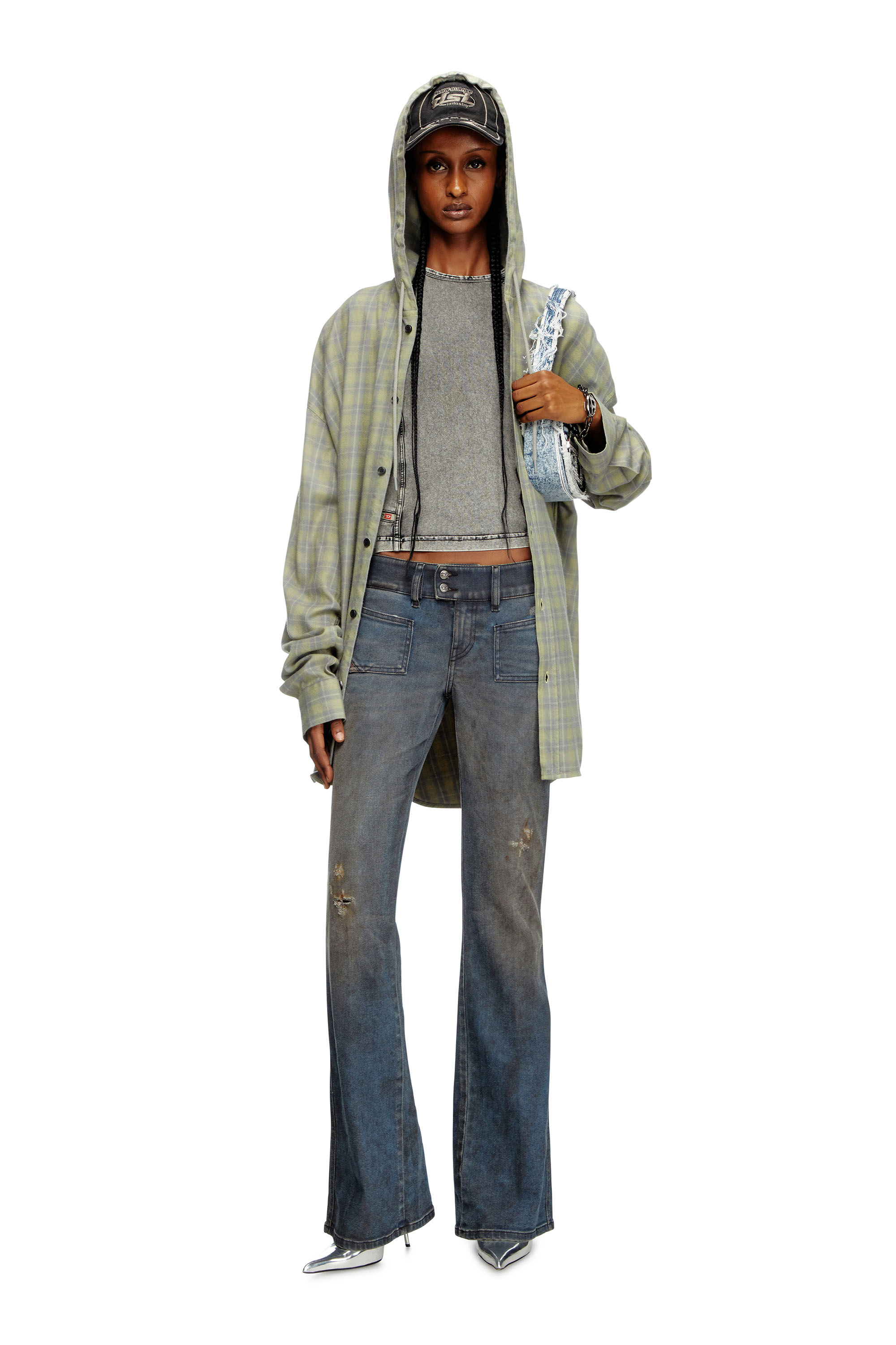 Diesel - 1DR, Woman's 1DR-Iconic shoulder bag in frayed denim in Blue - 2