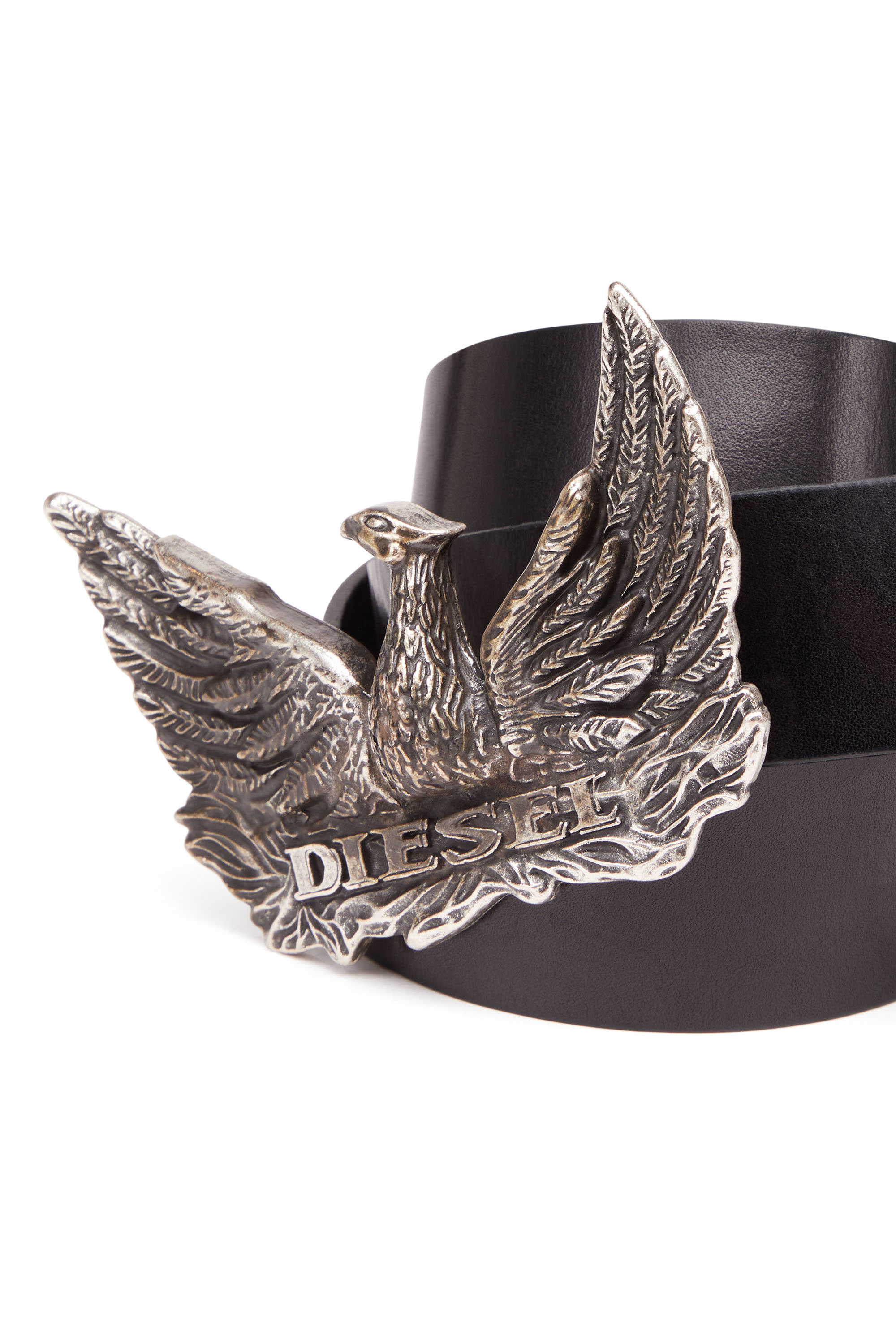 Diesel - PHOENIX BELT, Ceinture en cuir avec boucle phénix Homme in Noir - 3