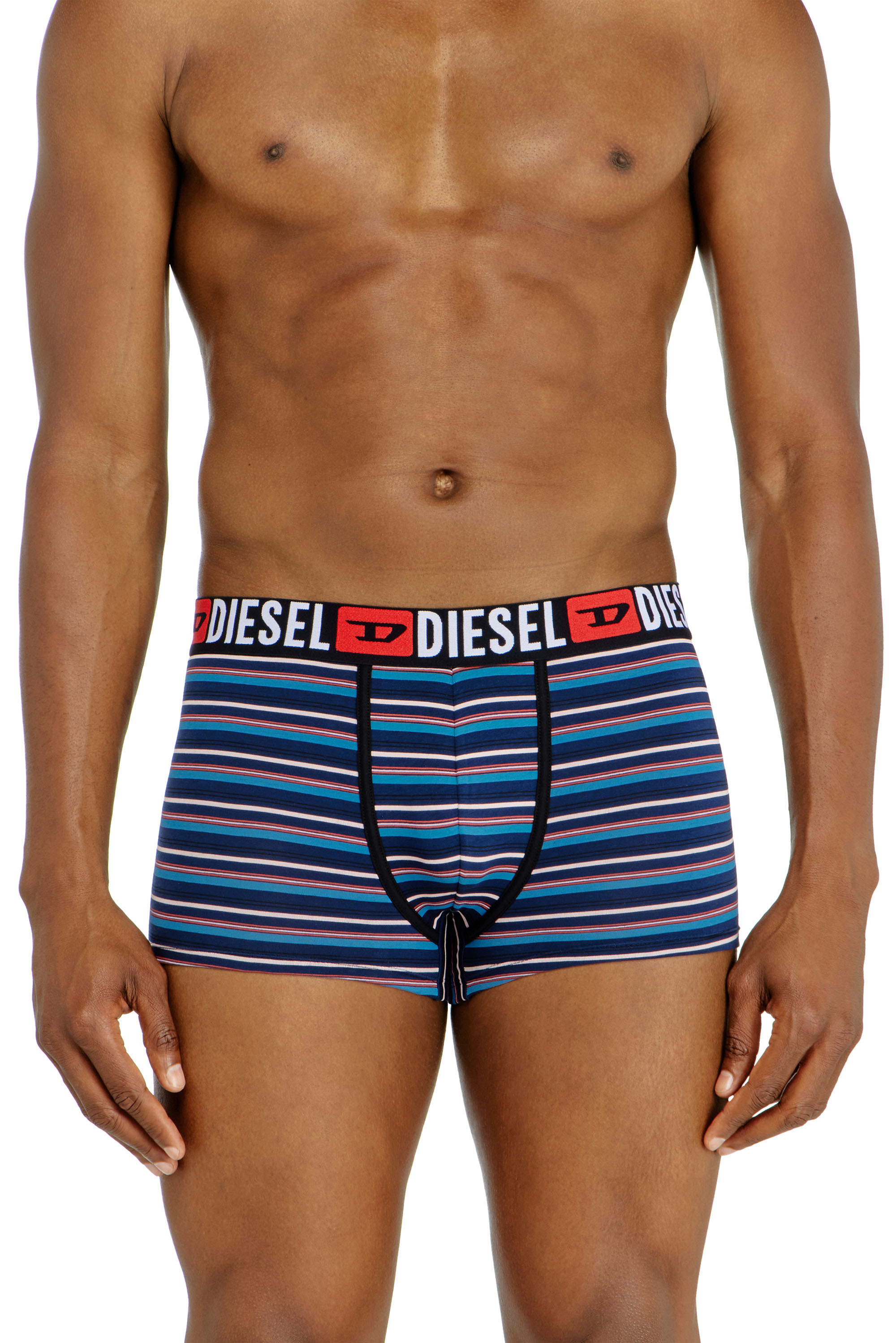 Diesel - UMBX-DAMIENTHREEPACK, Male's 3-pack of stretch cotton trunks with stripes in Blue/Black - 1