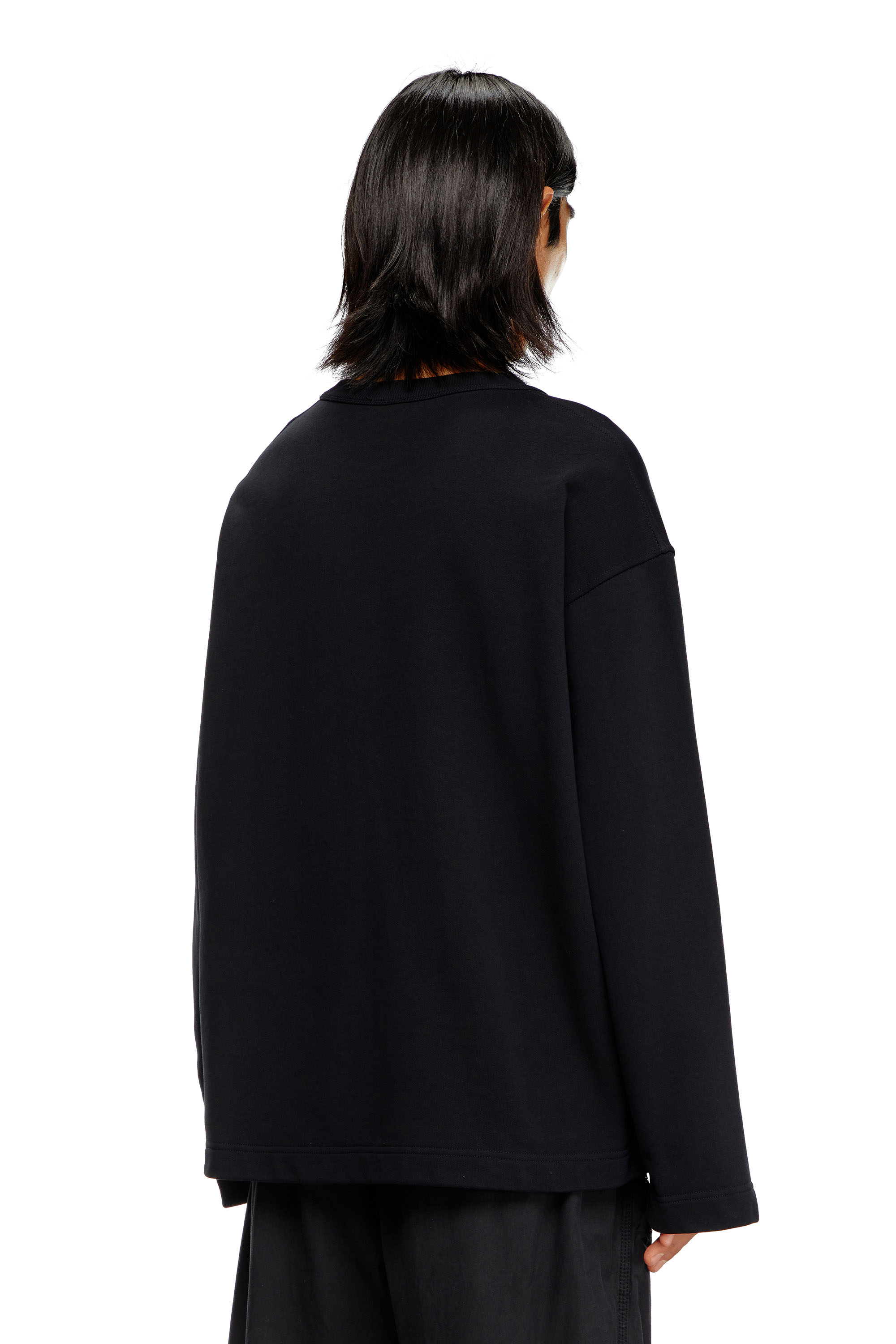 Diesel - S-MACSIS-OD, Sweat-shirt oversize avec logo métallisé Homme in Noir - 4