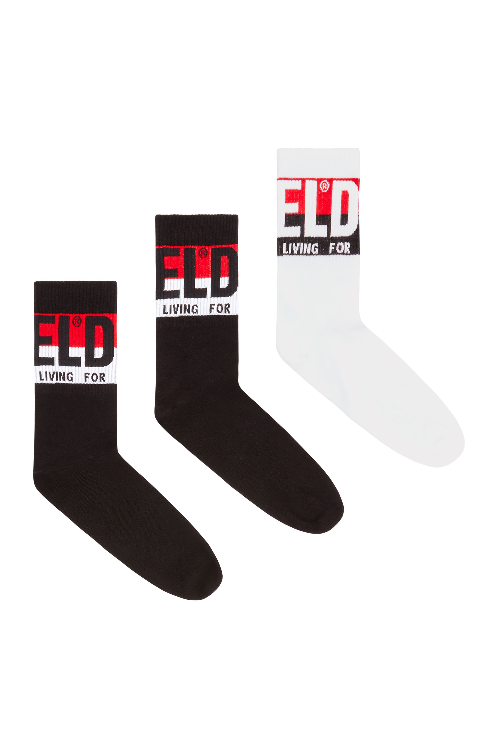 Diesel - SKM-RAY-THREEPACK, Paquete de tres calcetines con logotipo en los pu&ntilde;os Hombre in Multicolor - 1