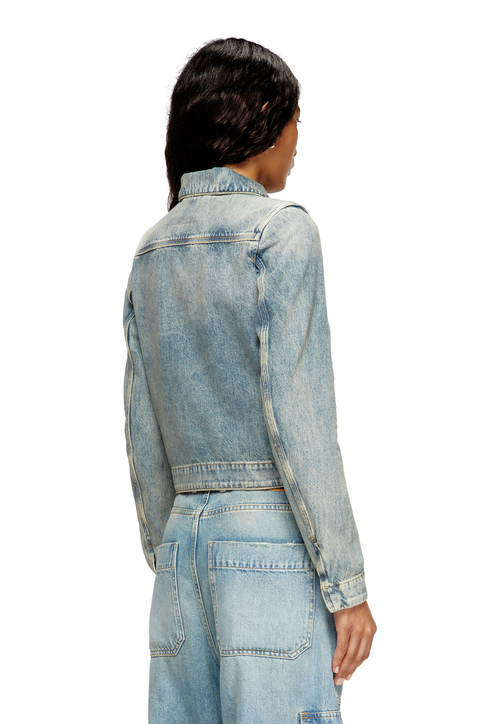 Diesel - DE-CORB, Female's Jacket in dirt-effect fluid Tencel denim in Light Blue - 4