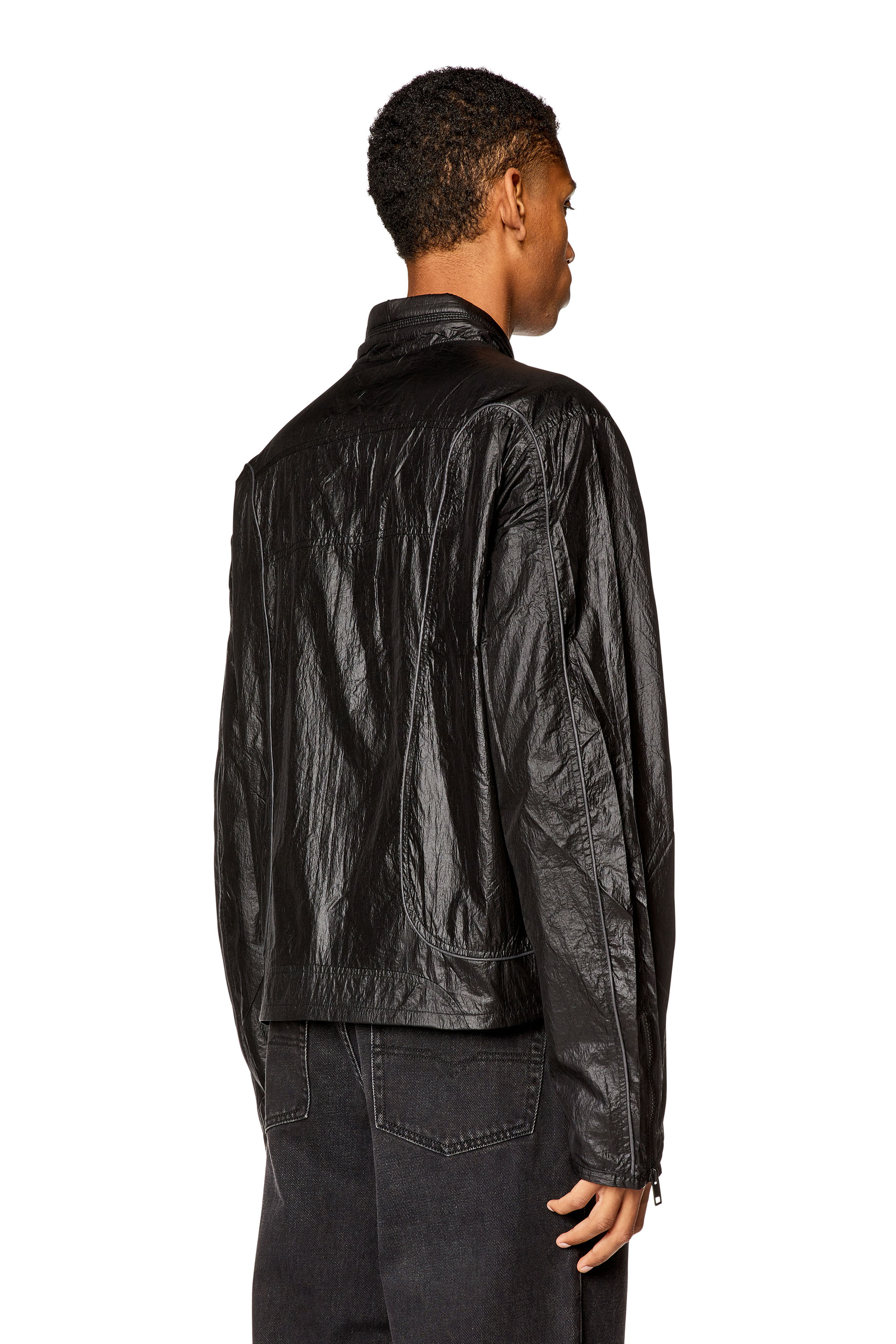Diesel - J-BLINKID-A, Chaqueta de nailon con detalles en contraste Hombre in Negro - 4