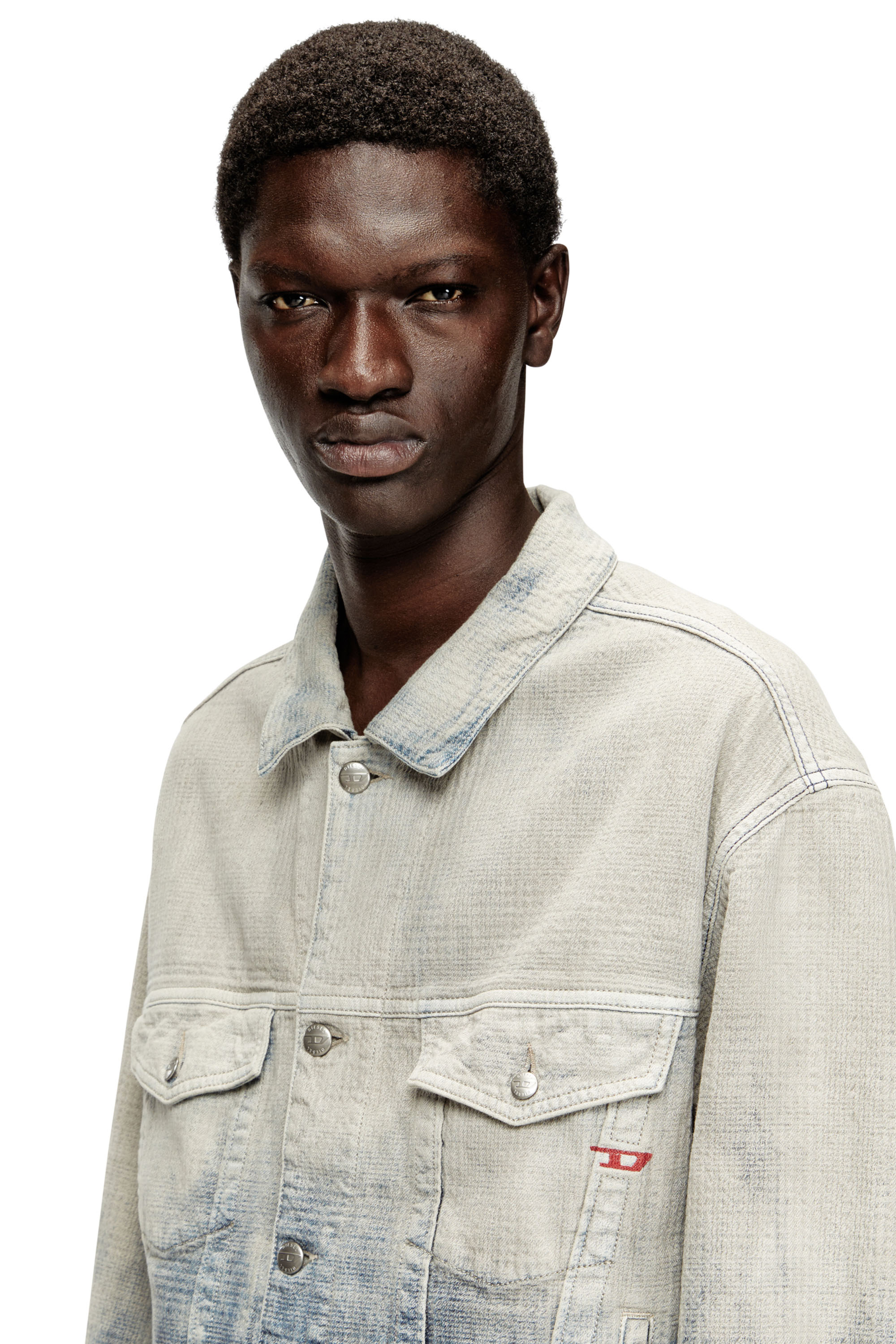 Diesel - D-RANGER, Veste trucker en denim jacquard Prince de Galles Mixte in Polychrome - 4