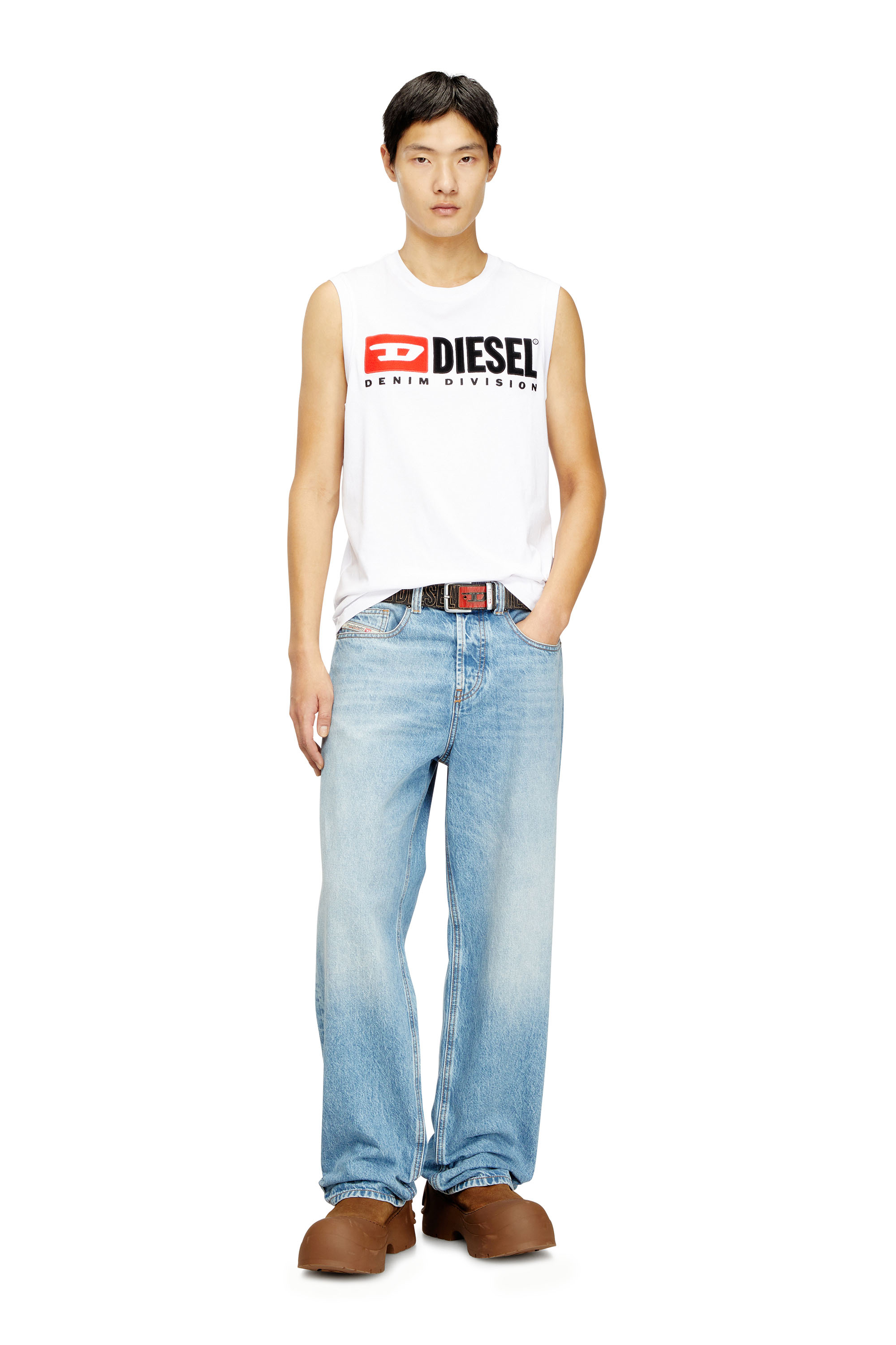Diesel - T-ISCO-DIV, Male's Tank top with chest logo print in White - 3