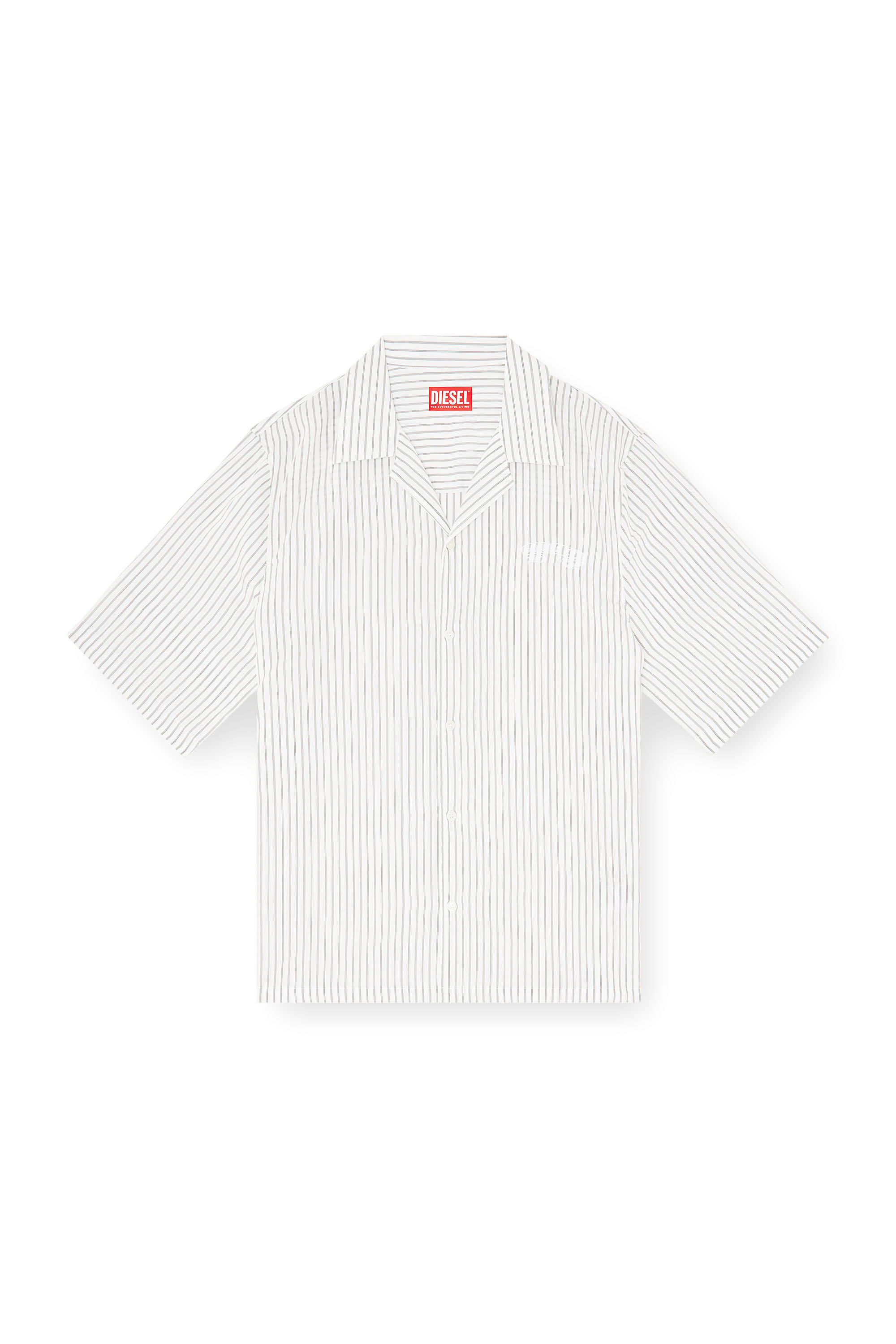 Diesel - S-MAC-EFBV, Male's Half-sleeve shirt in pinstripe modal in White/Grey - 3