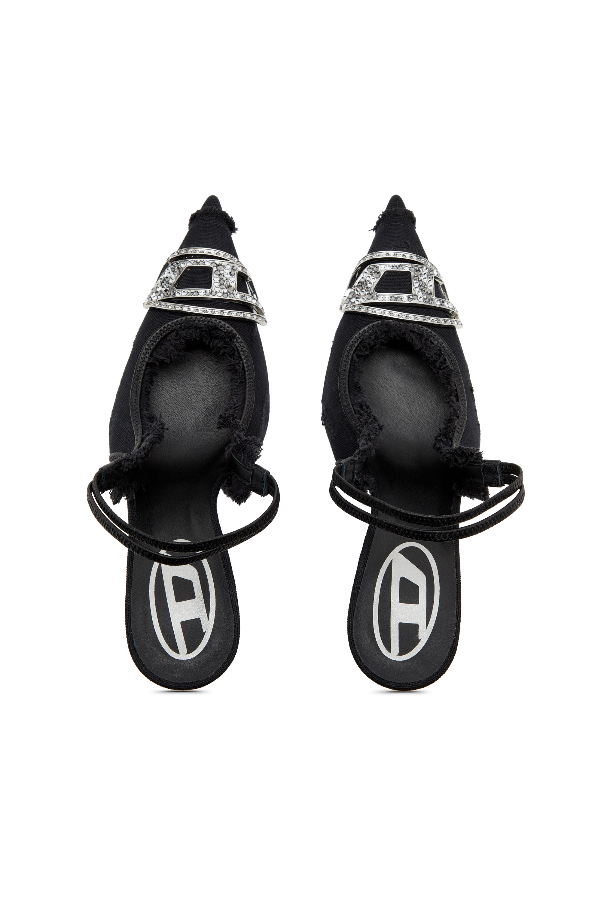 Diesel - D-VENUS SB, D-Venus-Zapatos de salón sin talón en lona desgastada Mujer in Negro - 5