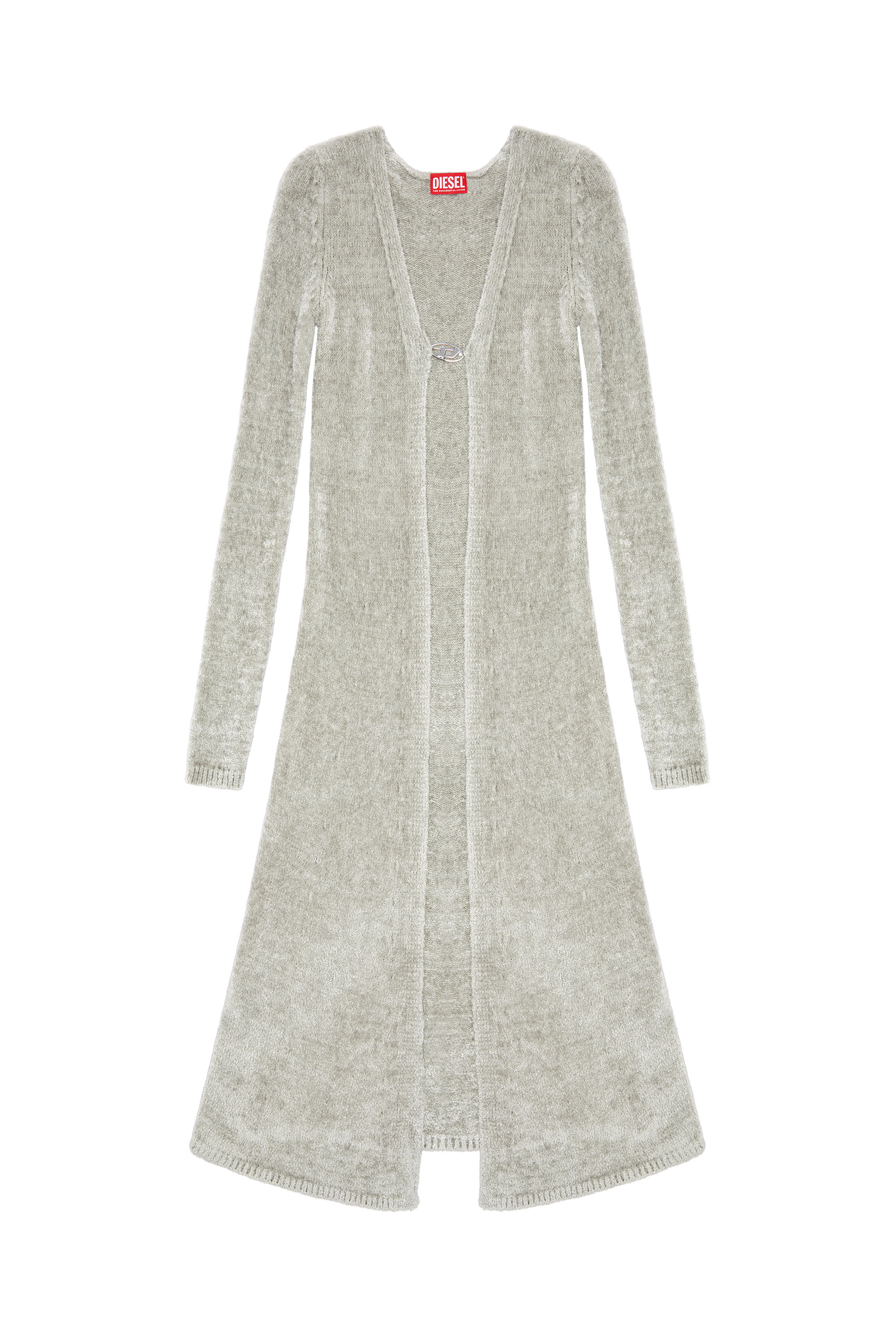 Diesel - M-CAROL, Woman's Long fuzzy chenille cardigan in Grey - 2