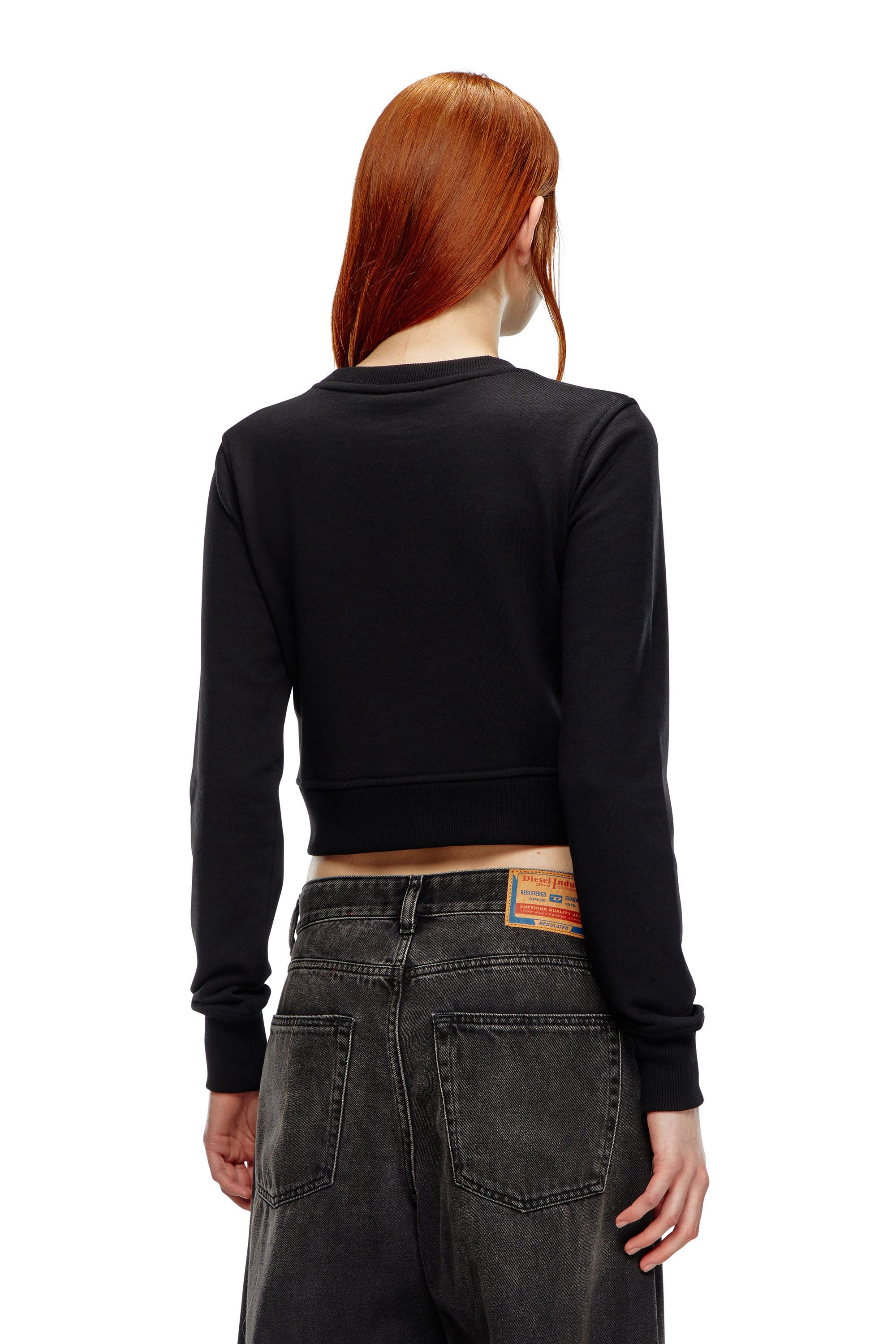 Diesel - F-SLIMMY-OD, Female's Cropped sweatshirt with cut-out logo in Black - 2