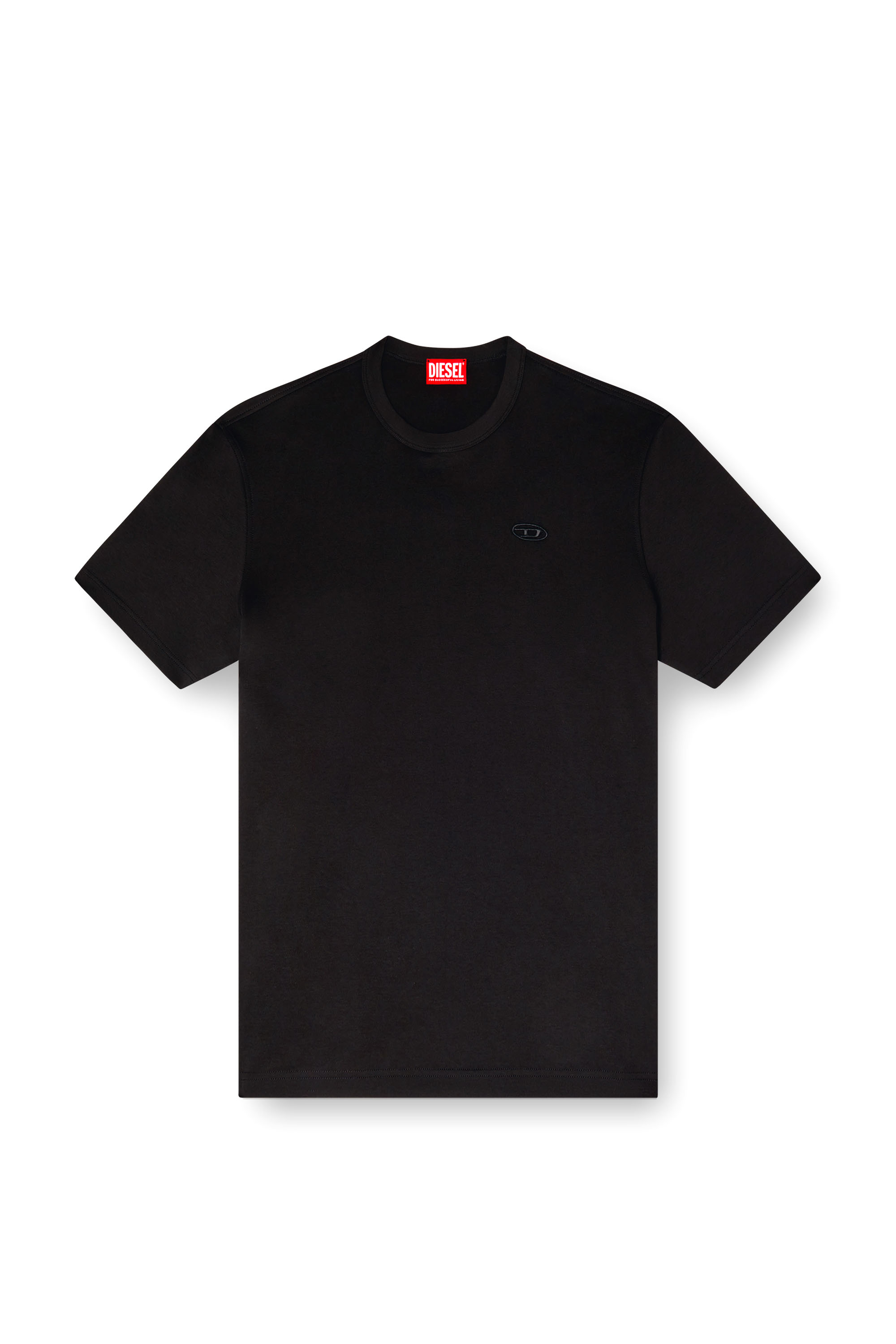 Diesel - T-ADJUST-SLITS-R17, T-shirt avec broderie à logo ton sur ton Homme in Noir - 2