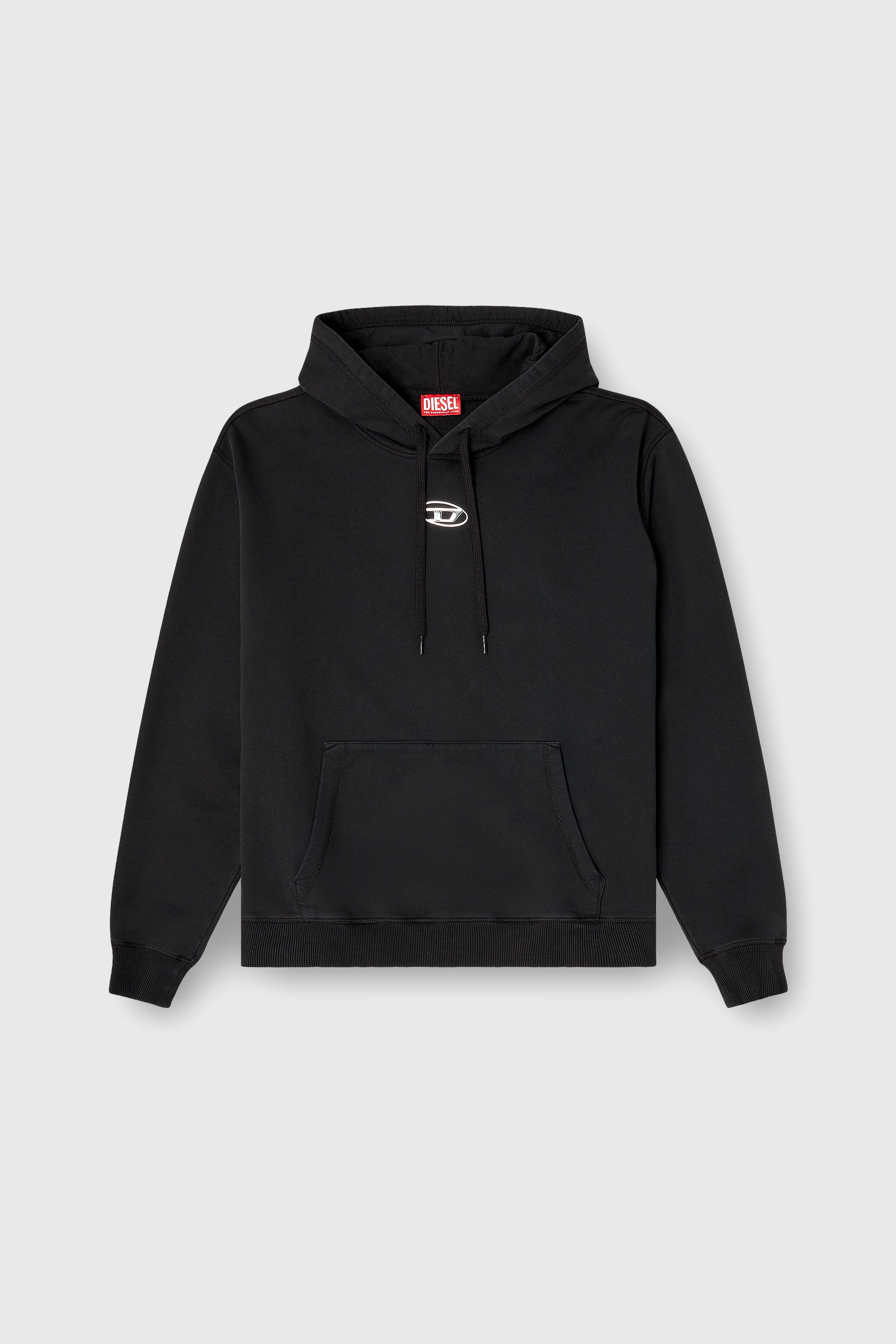 Diesel - S-NORM-HOOD-IOD, Sudadera con capucha de algod&oacute;n con Oval D met&aacute;lico. Hombre in Negro - 2
