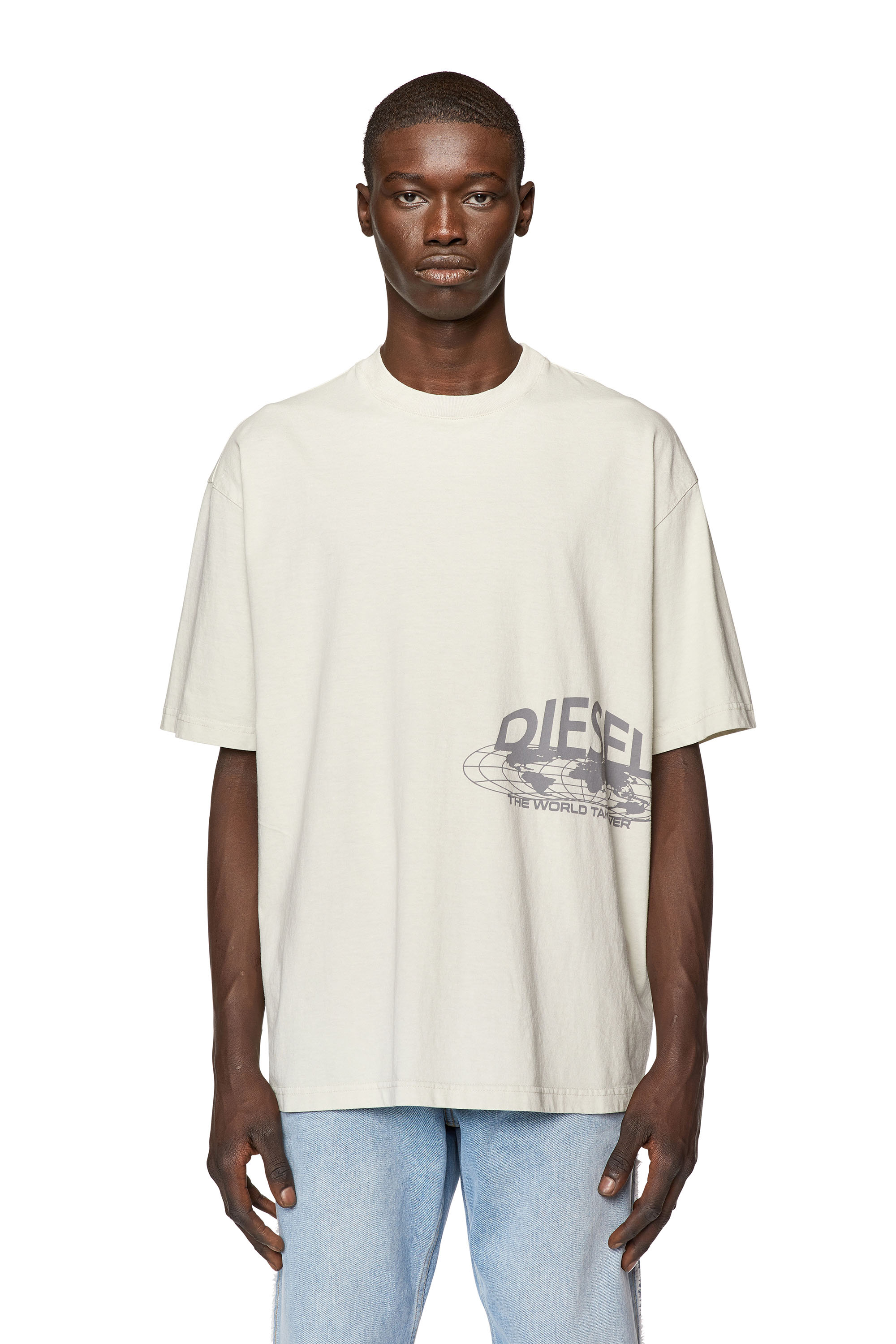 Diesel - T-WASH-L5, Man's T-shirt with Diesel world prints in White - 4