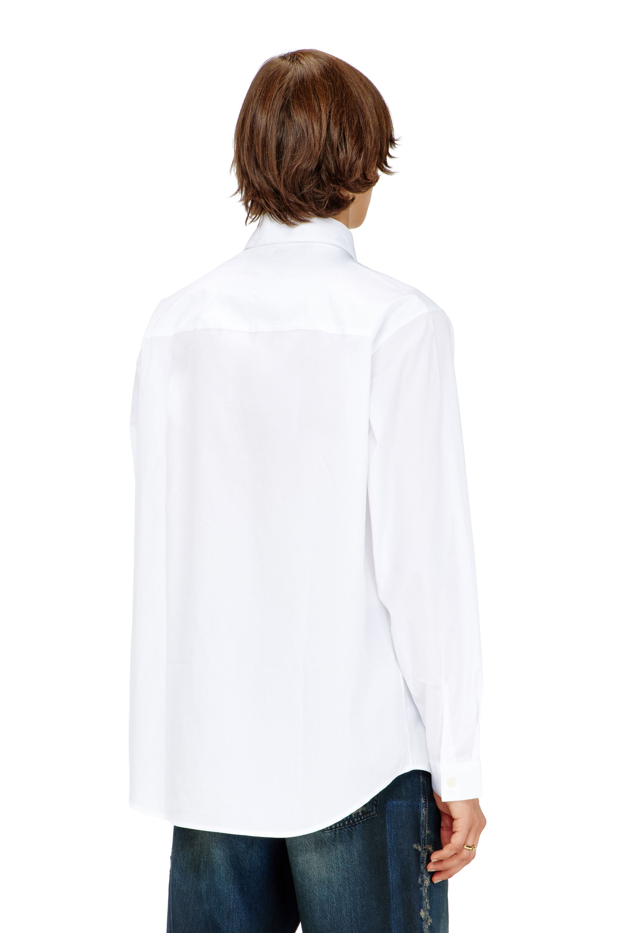 Diesel - S-SIMPLY-GSBH, Camisa de popelina el&aacute;stica con bordado Hombre in Blanco - 4