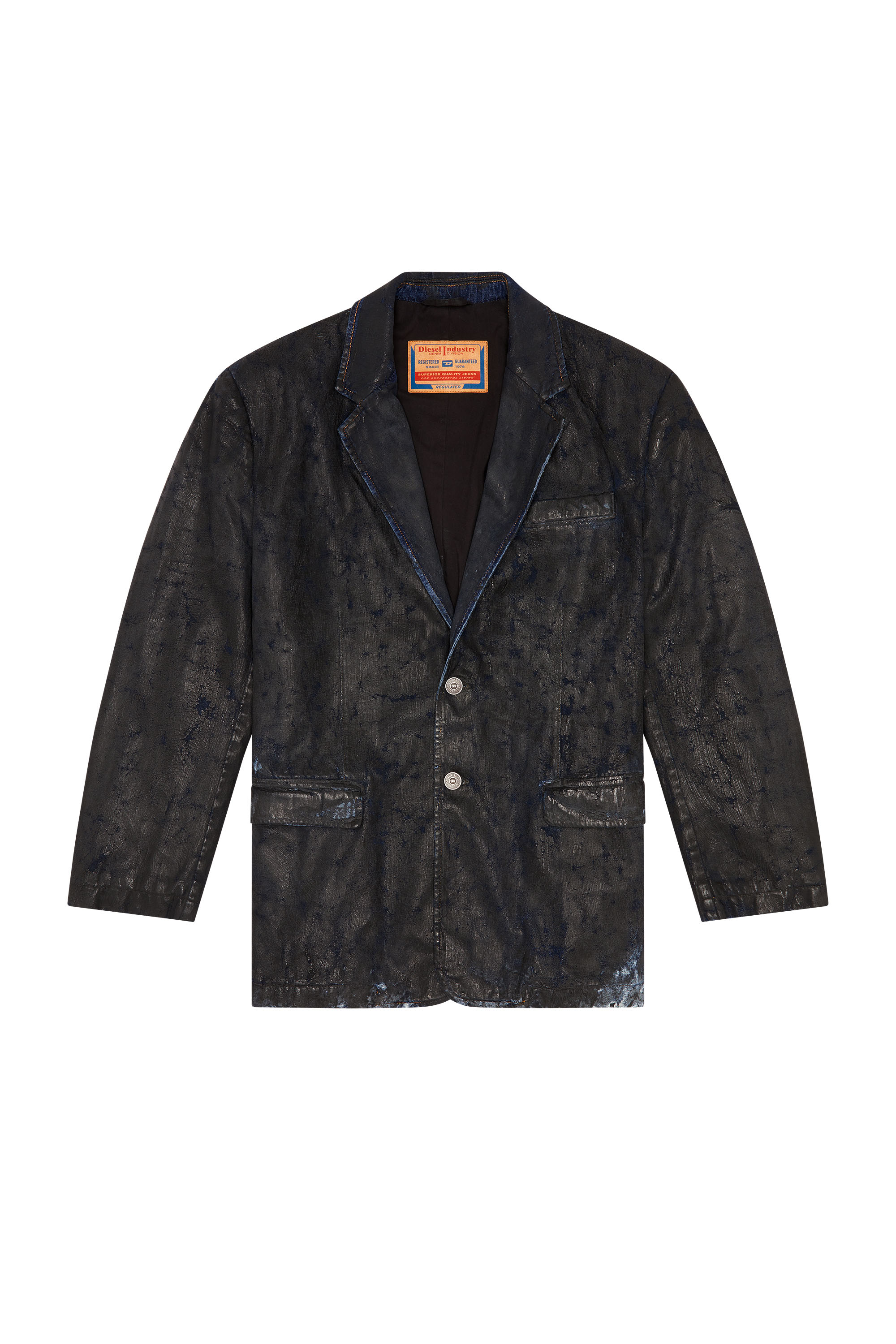 Diesel - D-BLA-FSE, Male's Denim blazer with craquelé coating in Black - 2