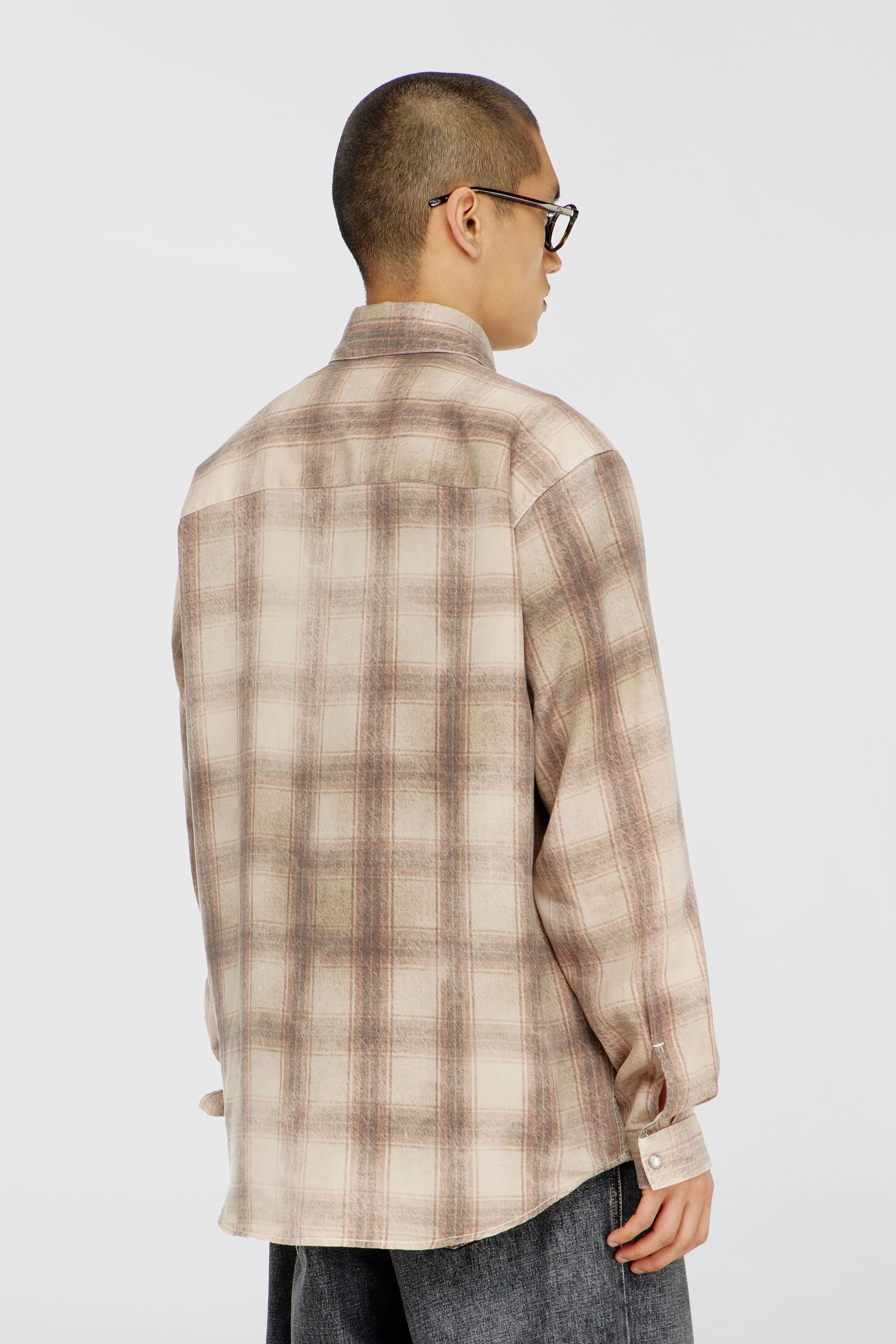 Diesel - S-SIMPLY-JMCM, Camisa de cuadros en tejido fluido Hombre in Marr&oacute;n - 4