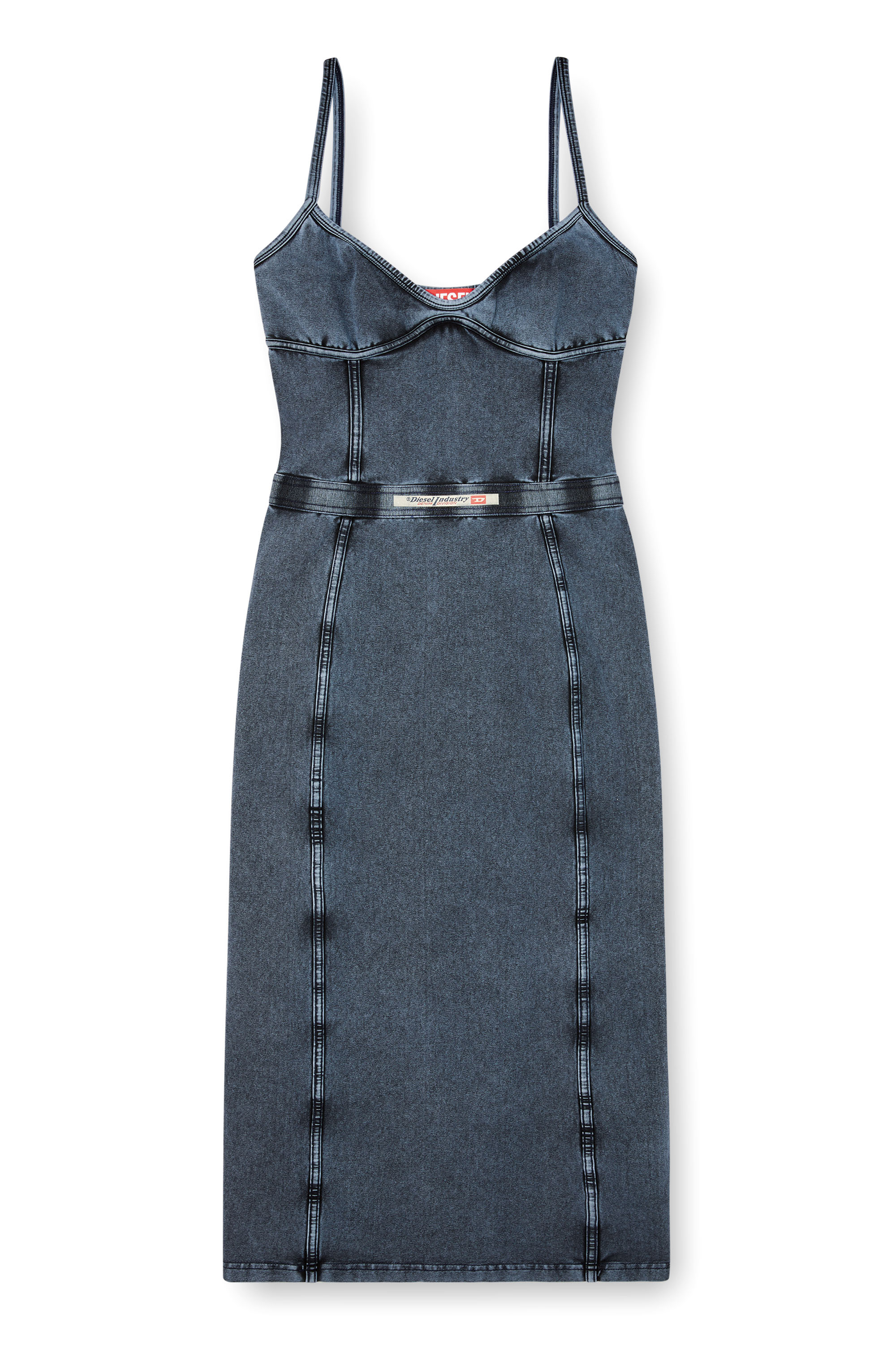 Diesel - D-ONY, Robe midi en jersey effet denim Femme in Bleu - 2