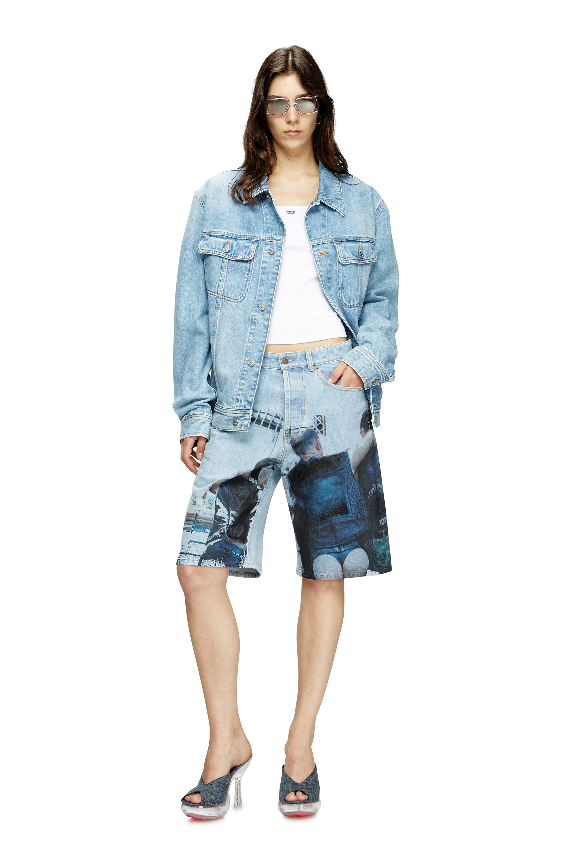 Diesel - PR-D-RIXFORD-S, Short en denim avec imprimé délavé Mixte in Bleu - 5