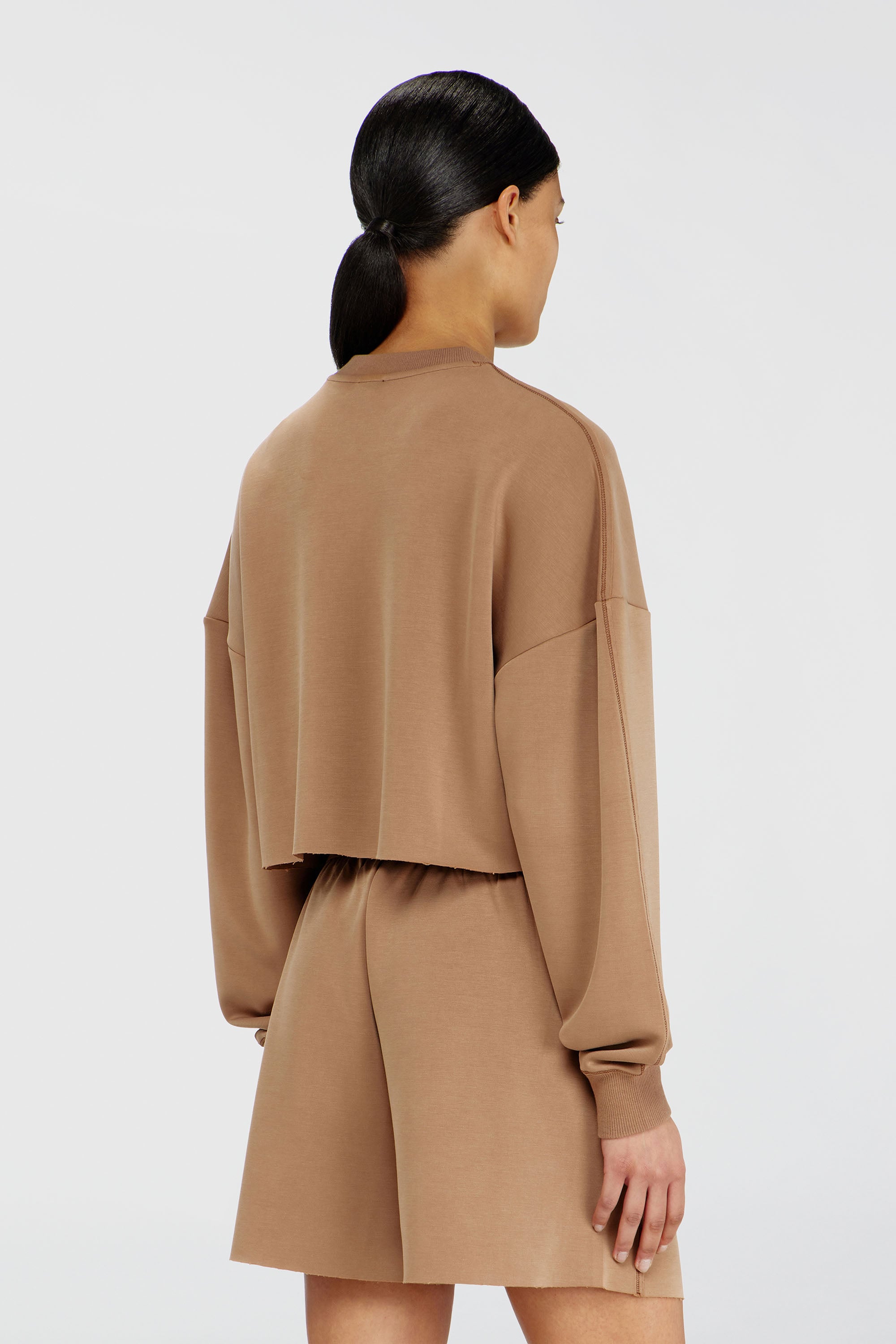 Diesel - BLAKE-UTLT, Crop top en scuba stretch l&eacute;ger Femme in Marron - 3