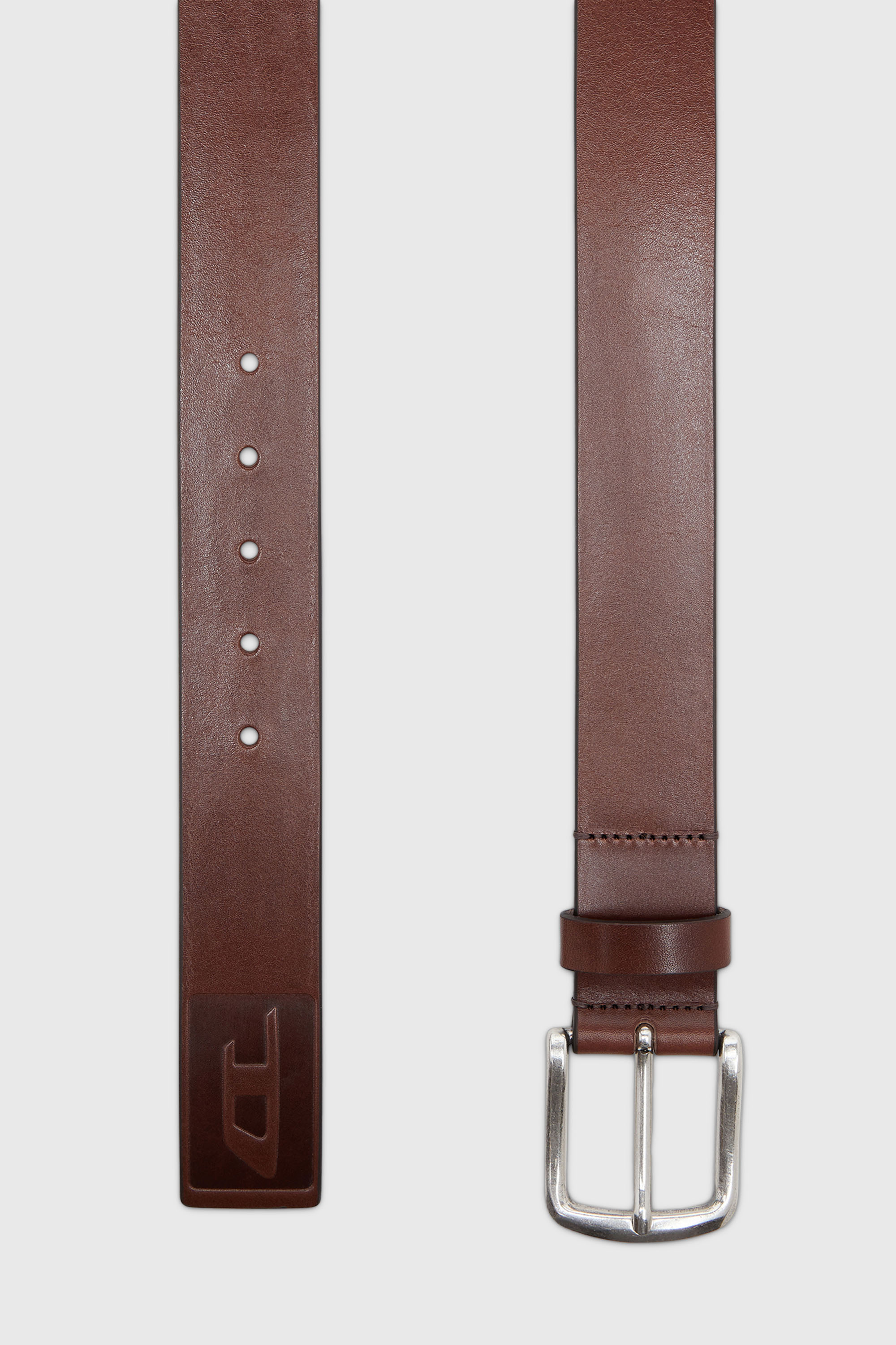 Diesel - B-FLAG-D EMBOSSED, Male's 4 cm leather belt with engraved logo in Brown - 2