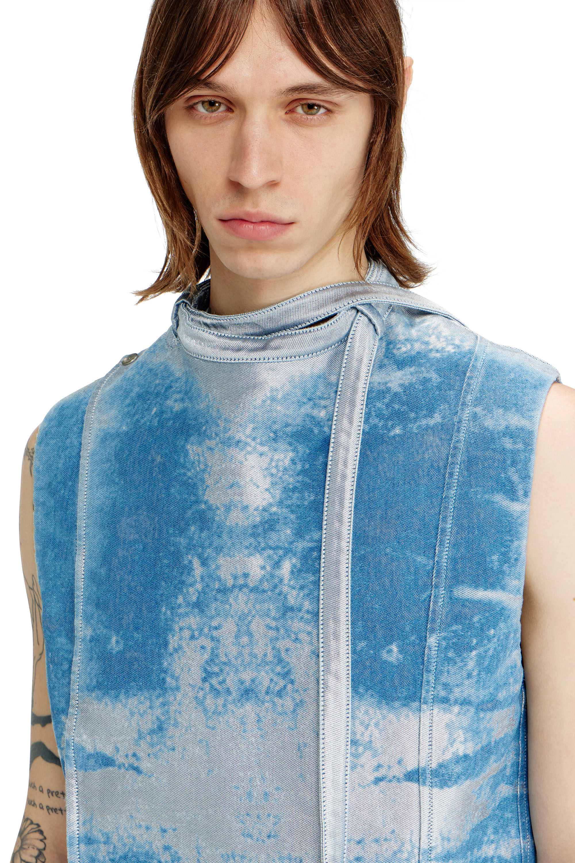 Diesel - D-LORMIL-FSI, Man's Sleeveless vest in coloured satin denim in null - 4