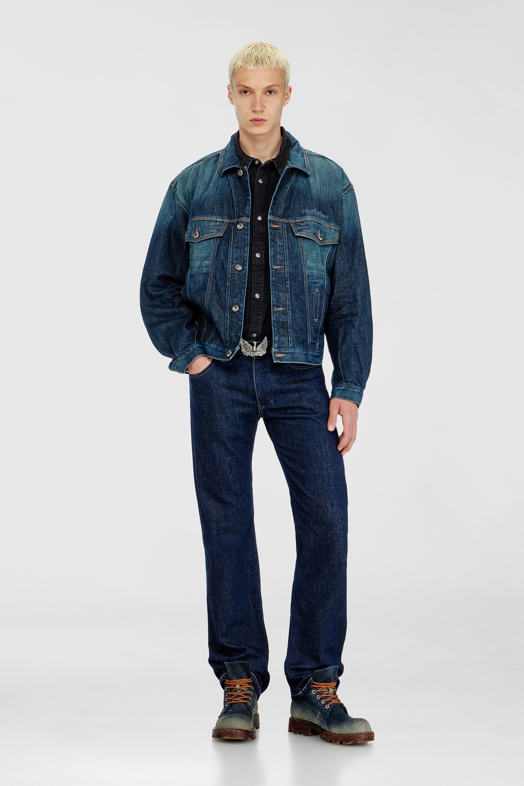 Diesel - D-DENVER-CL, Unisex's Trucker jacket in selvedge denim in Medium blue - 1