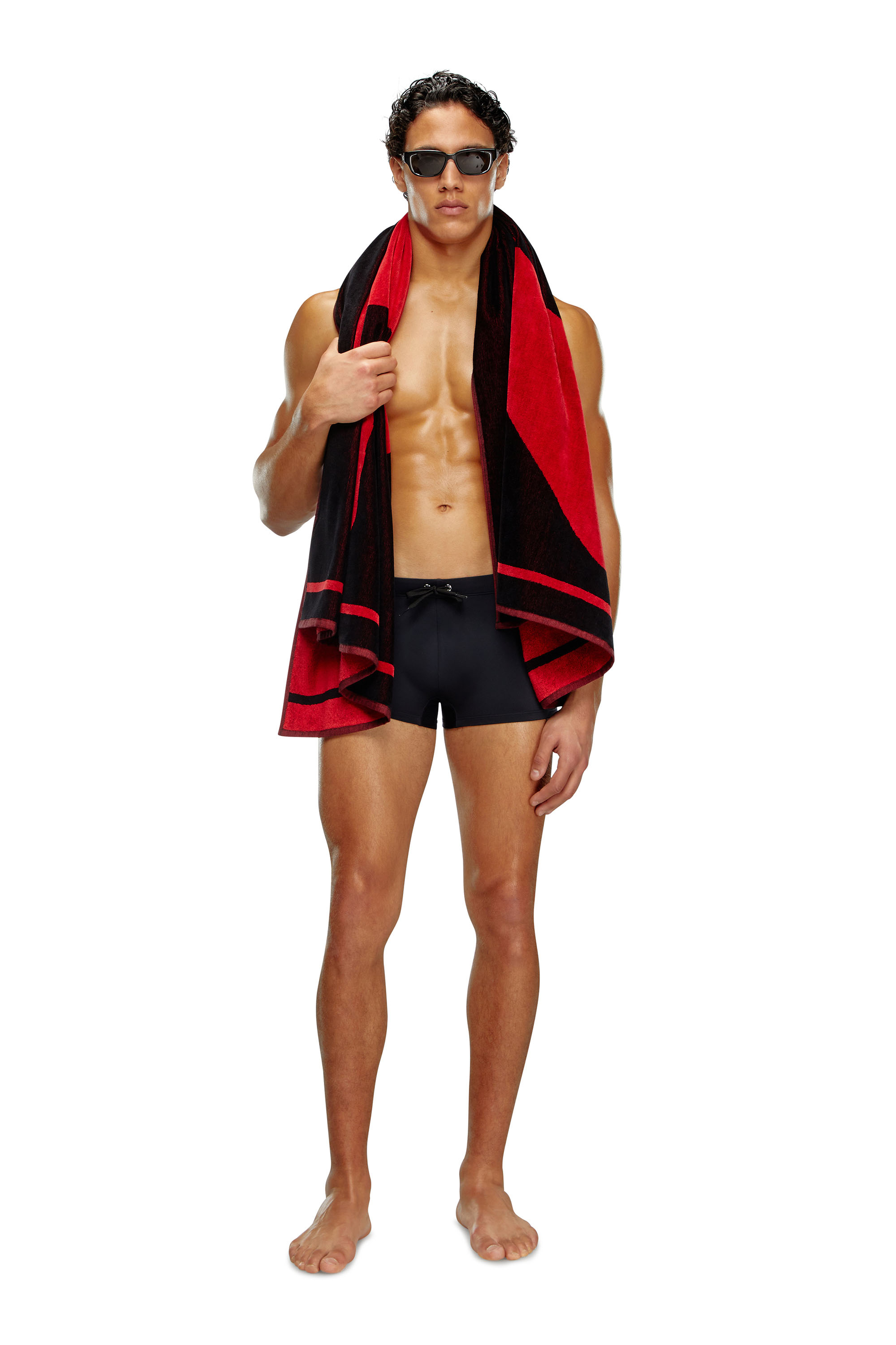 Diesel - BMBX-BRAD, Man's Swim boxer briefs with back logo print in Black - 2