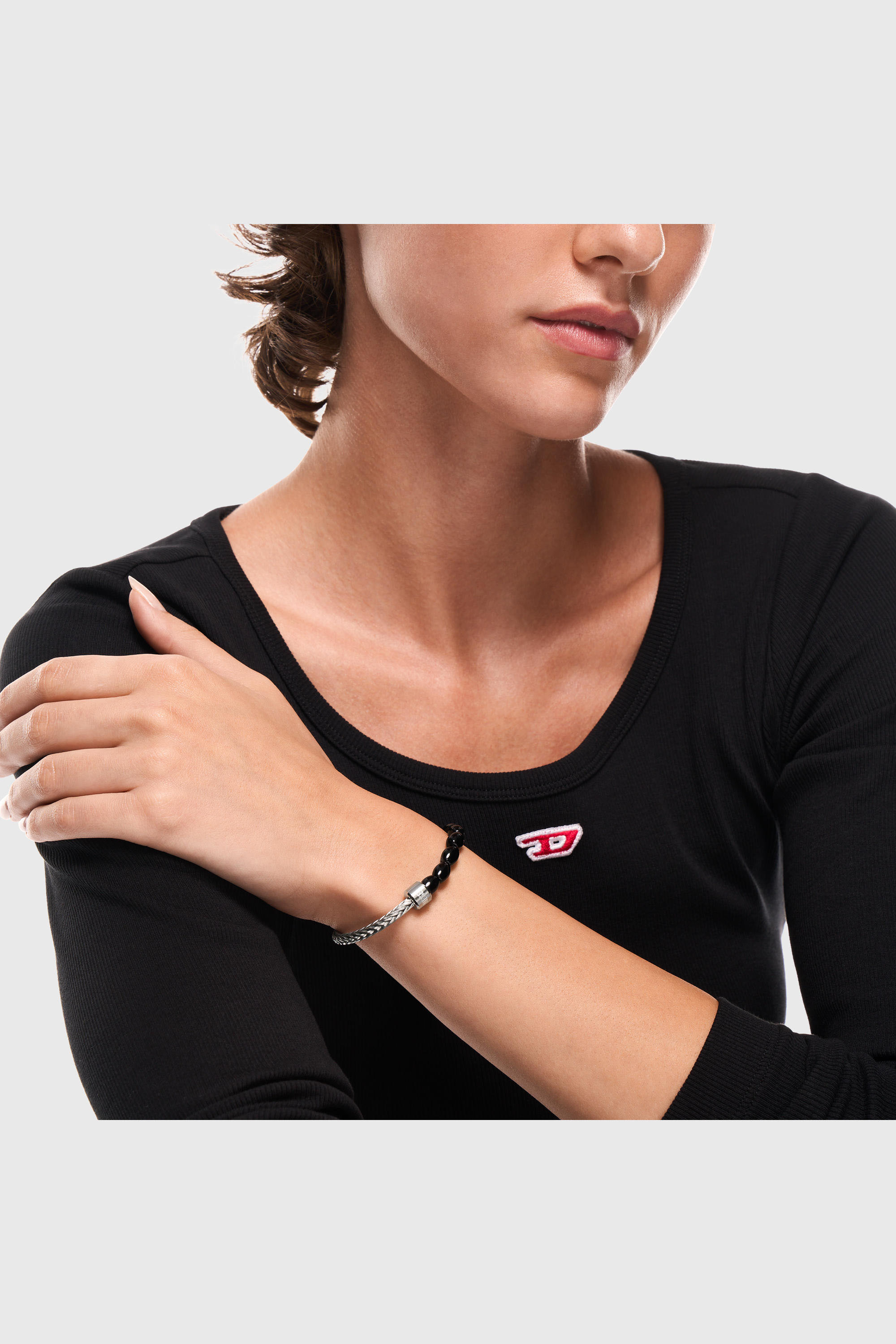 Diesel - DX1714040, Pulsera de cuentas de &aacute;gata negra Unisex in Plateado - 5