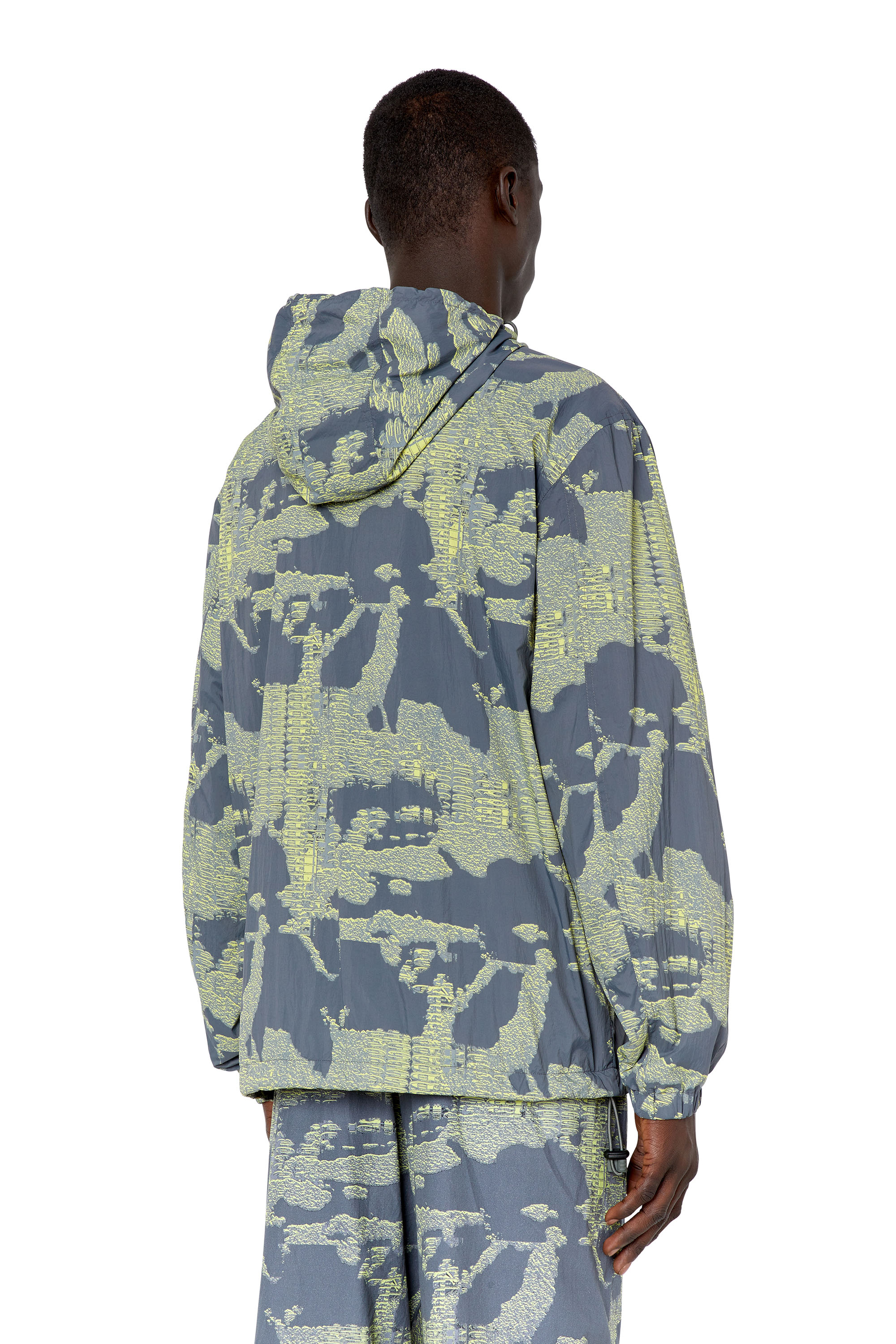 Diesel - J-WARRETT-CMF-A, Man's Nylon windbreaker with a camo print in Grey/Green - 5