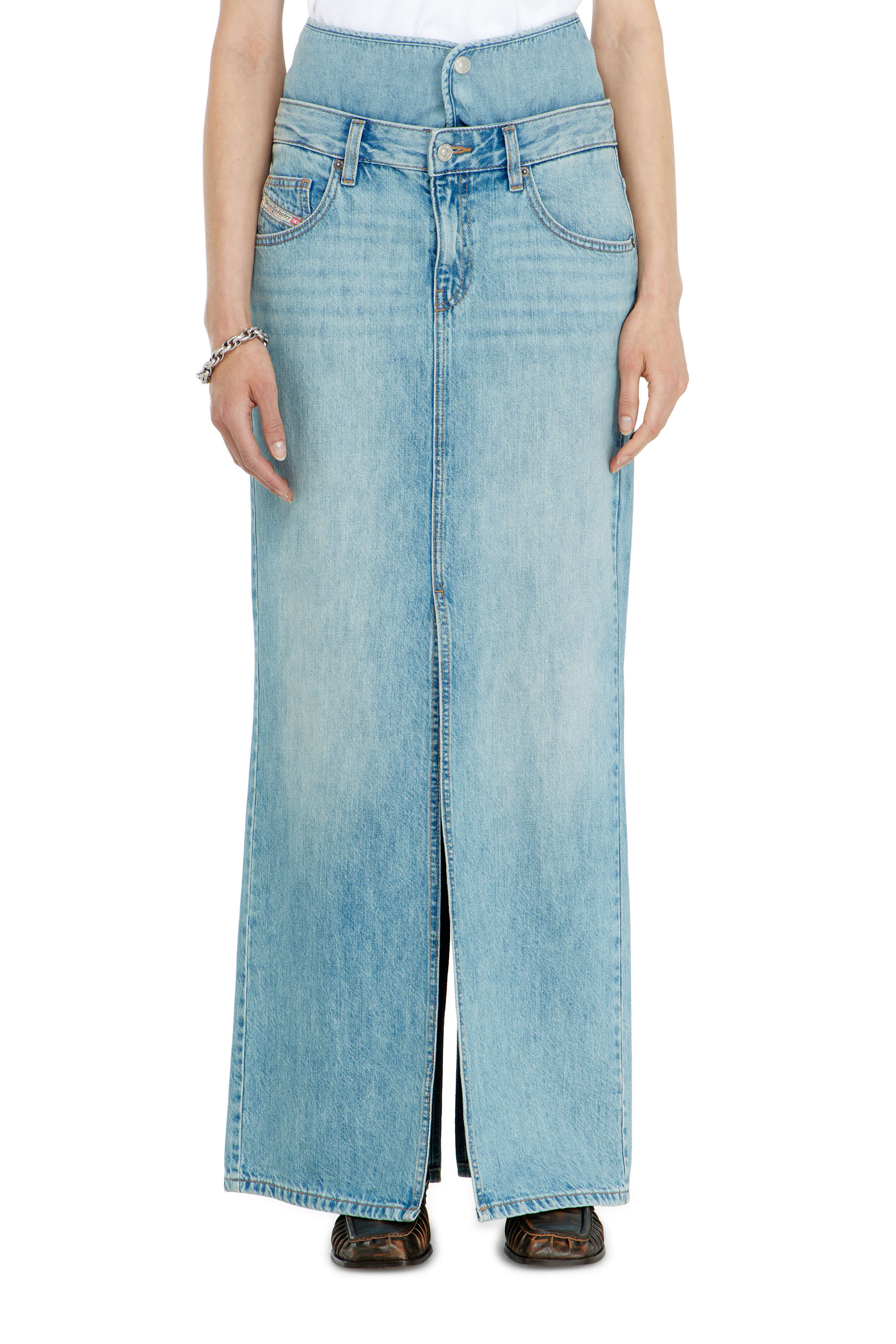 Diesel - DE-SPIVEY, Jean-illusion falda vaquera maxi con aberturas Mujer in ToBeDefined - 3