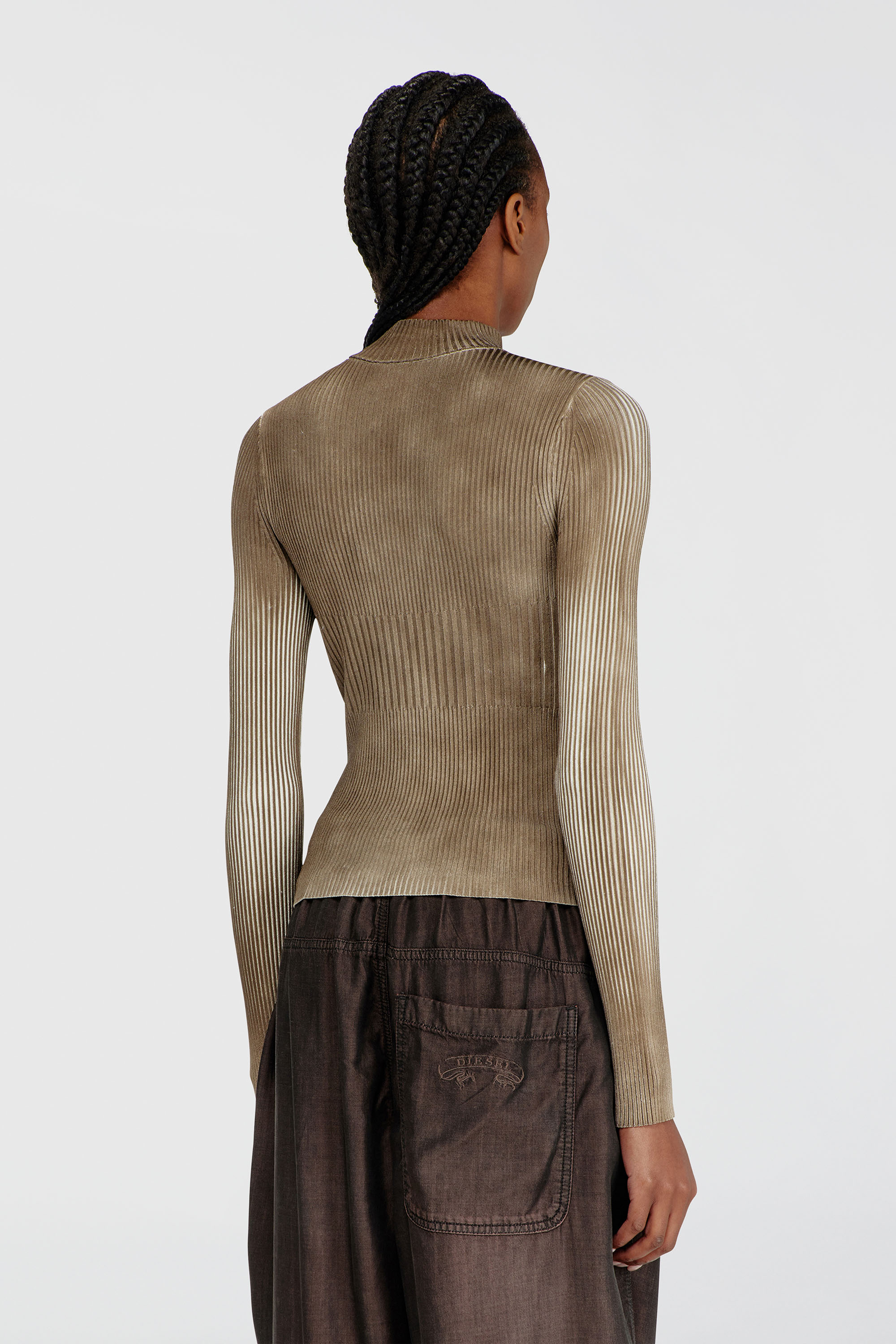 Women's Ribbed zip cardigan with contrast bands | Multicolor