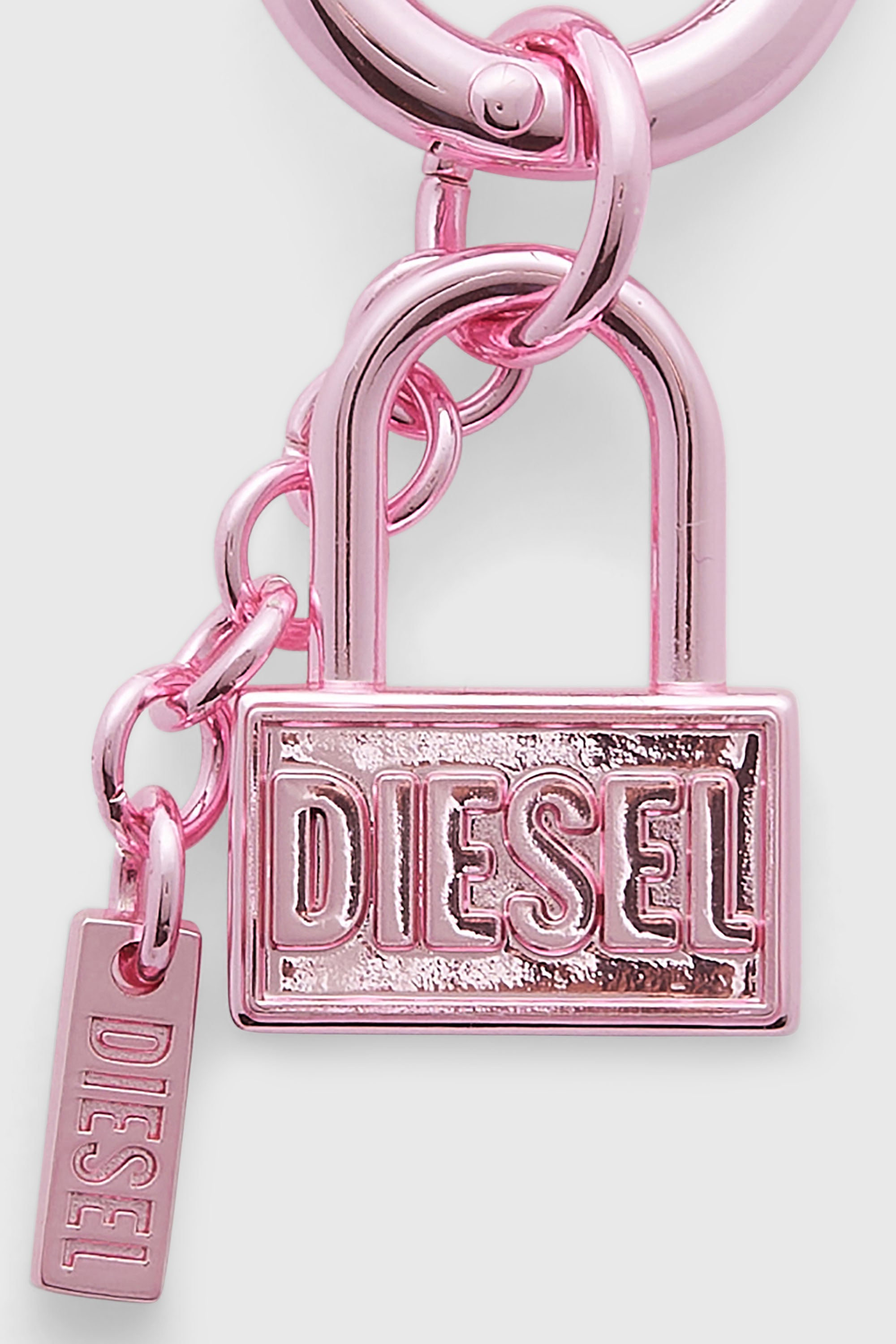 Diesel - CHARM-LOCK, Porte-cl&eacute;s en m&eacute;tal avec motif cadenas Mixte in Rose - 3