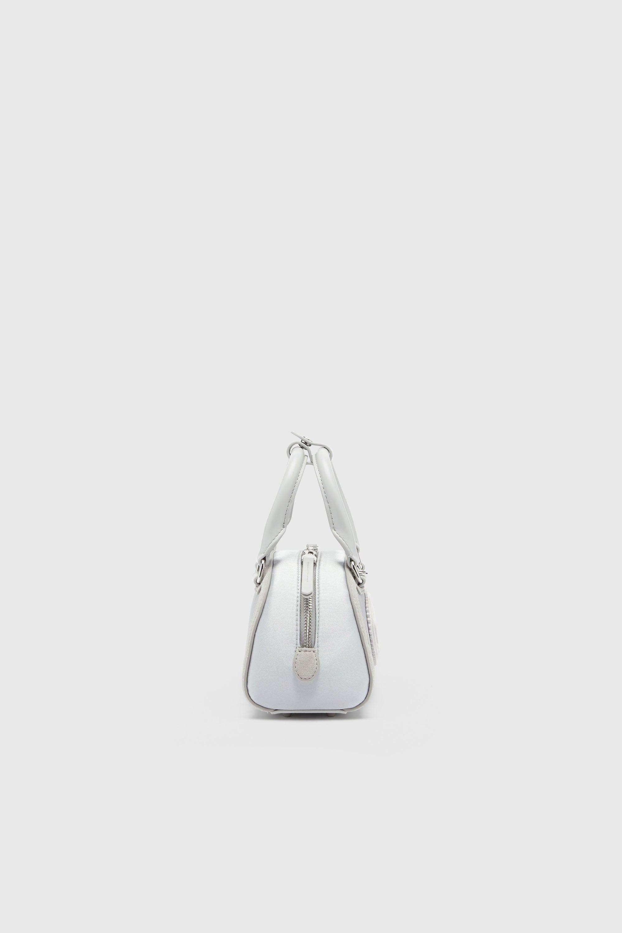 Diesel - 1DR DOME CROSSBODY, Woman's 1DR Dome - Small bowling bag in satin and suede in Silver - 4