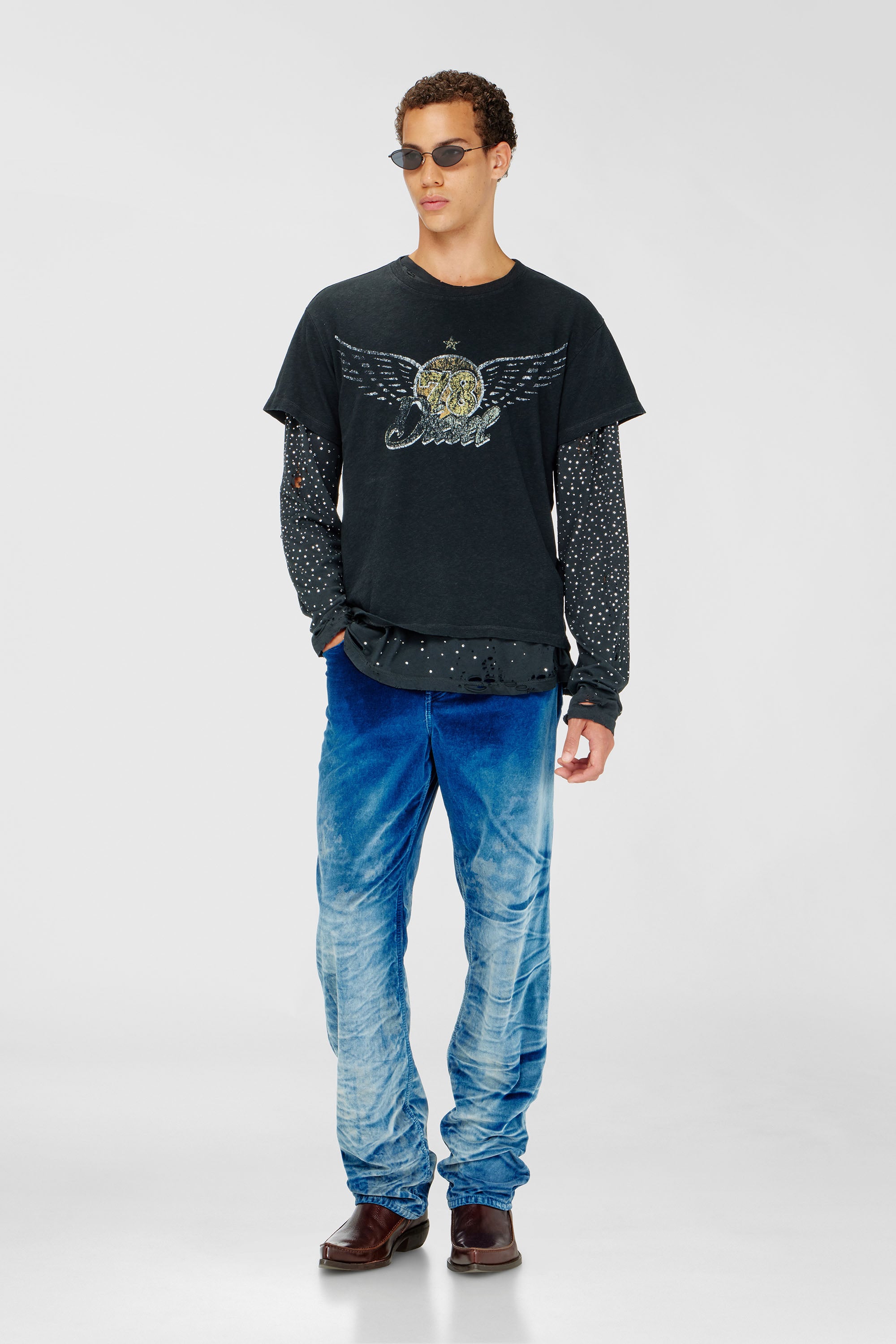 Diesel - T-GERIO-A, Man's Cotton-hemp T-shirt with concert graphics in Black - 2