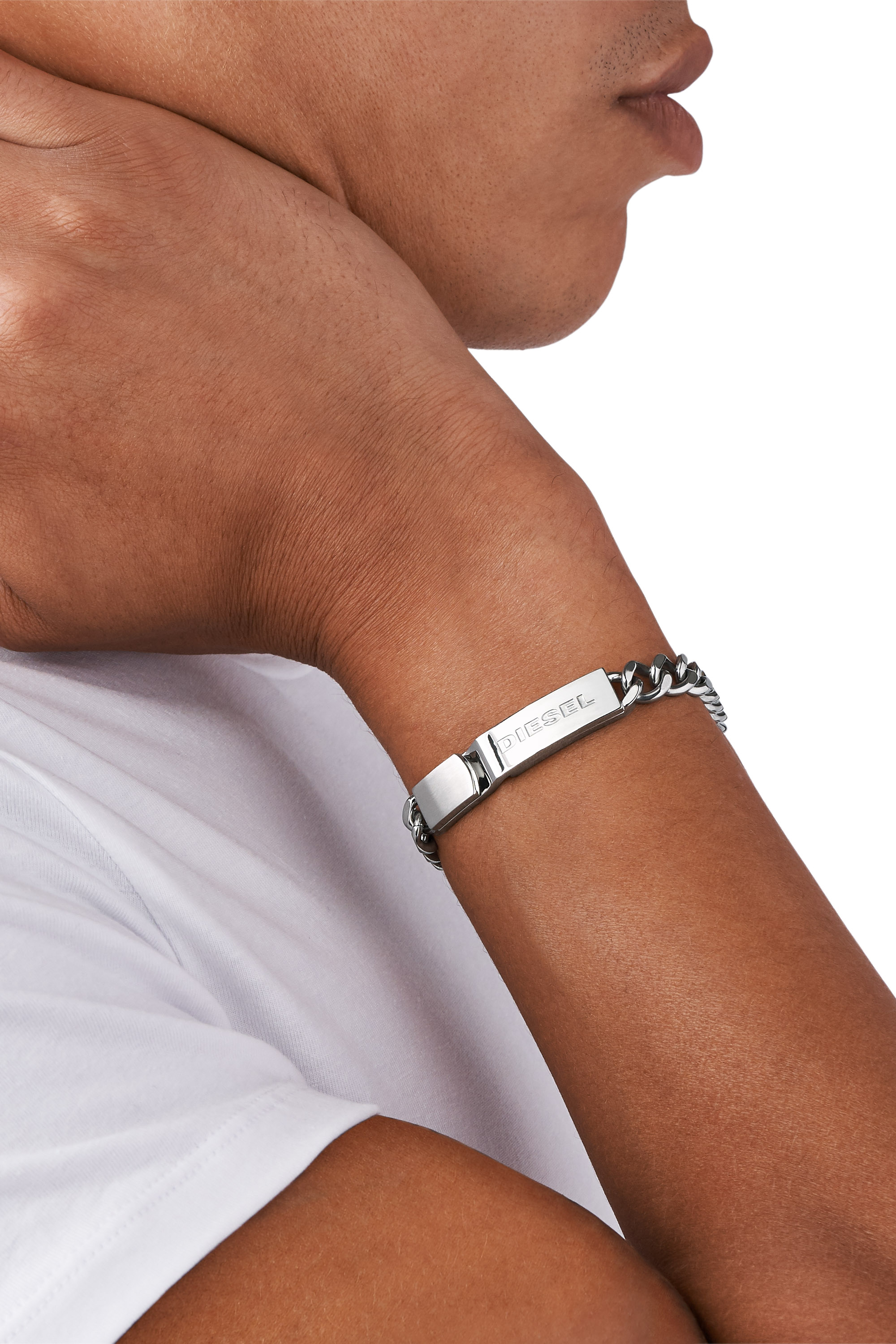 Stainless Steel Bracelet with tag | Silver | Diesel